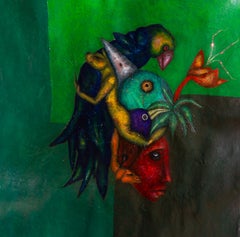 Oil painting on canvas. "Animals of the Green and Vibrant Air"