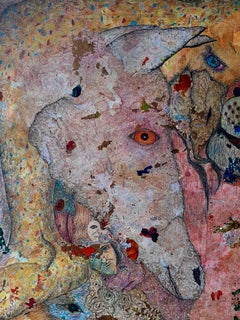 Pittura a olio su tela. "Animali del Greene & Greene dell'aria"