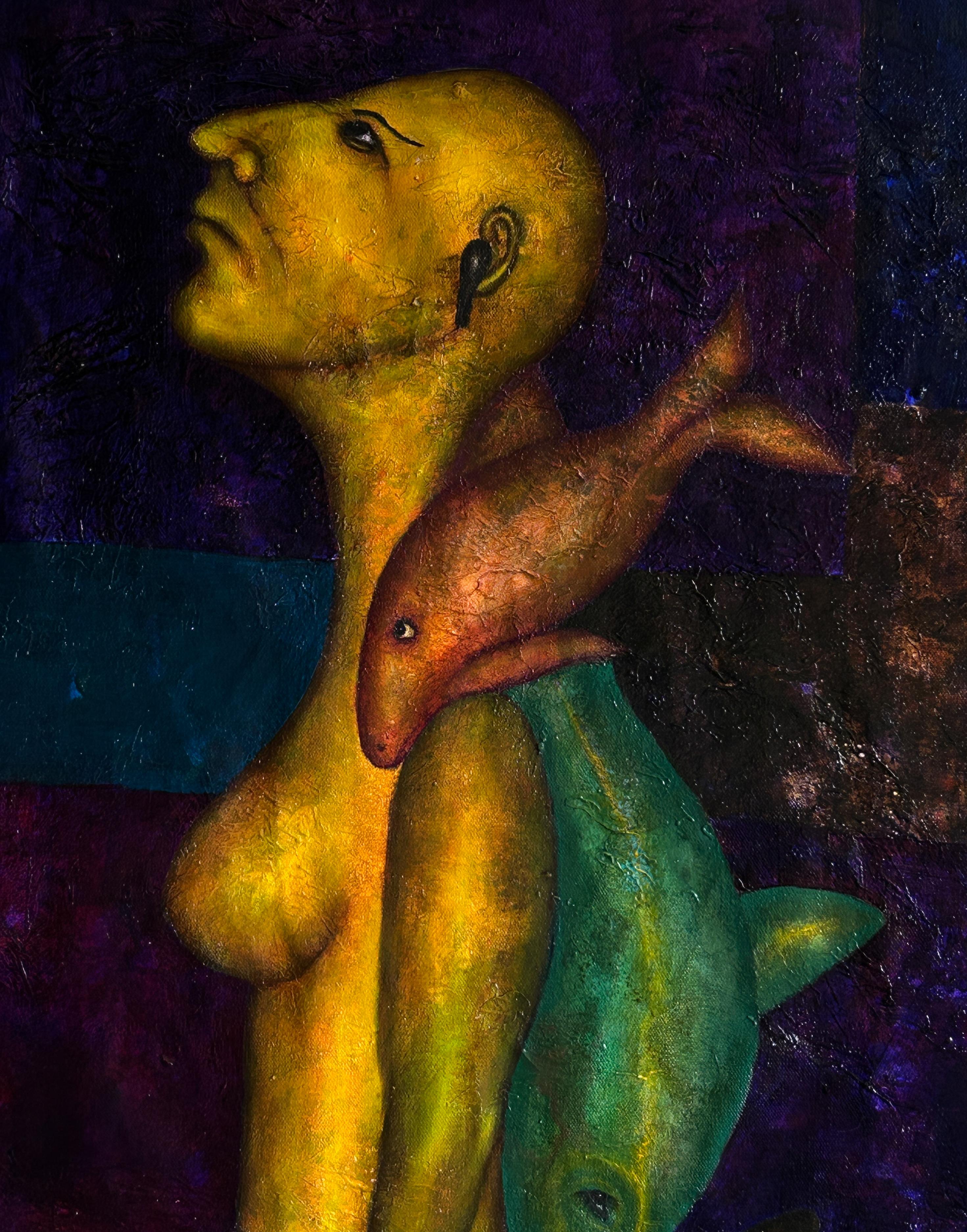 Pittura a olio su tela, tecnica mista, arte contemporanea. 