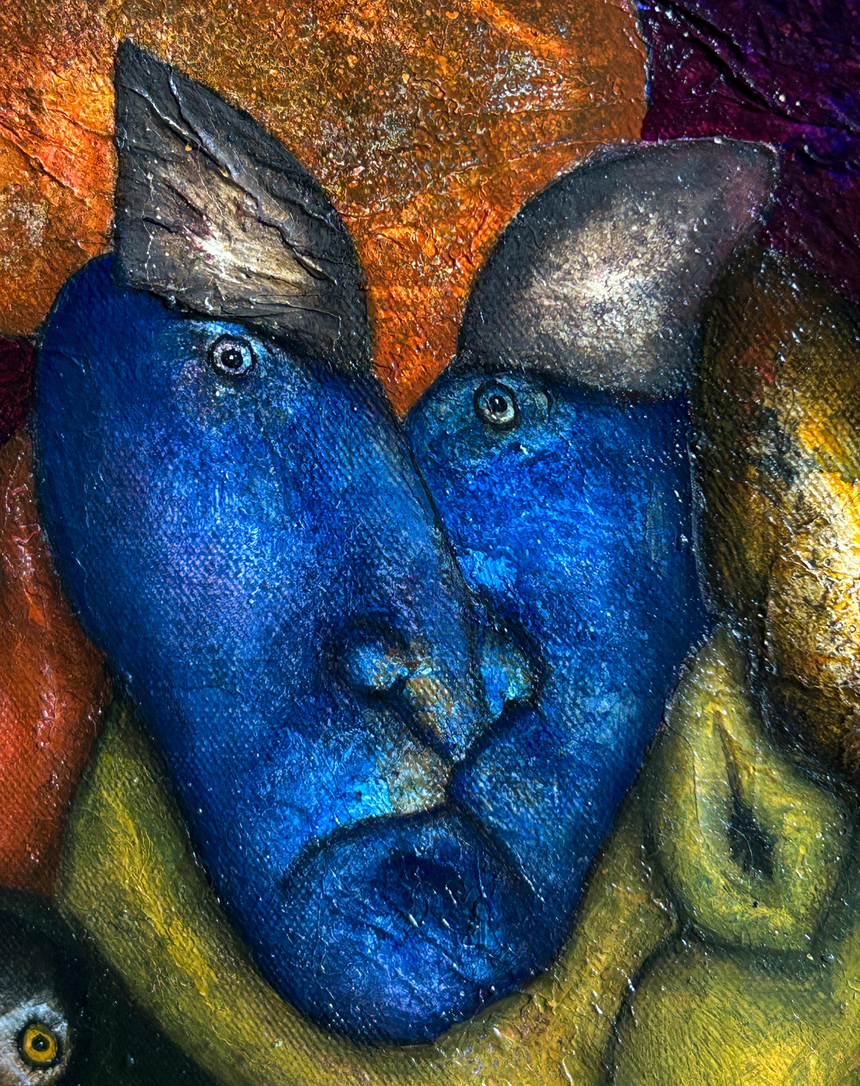 Pittura a olio su tela, tecnica mista, arte contemporanea. 