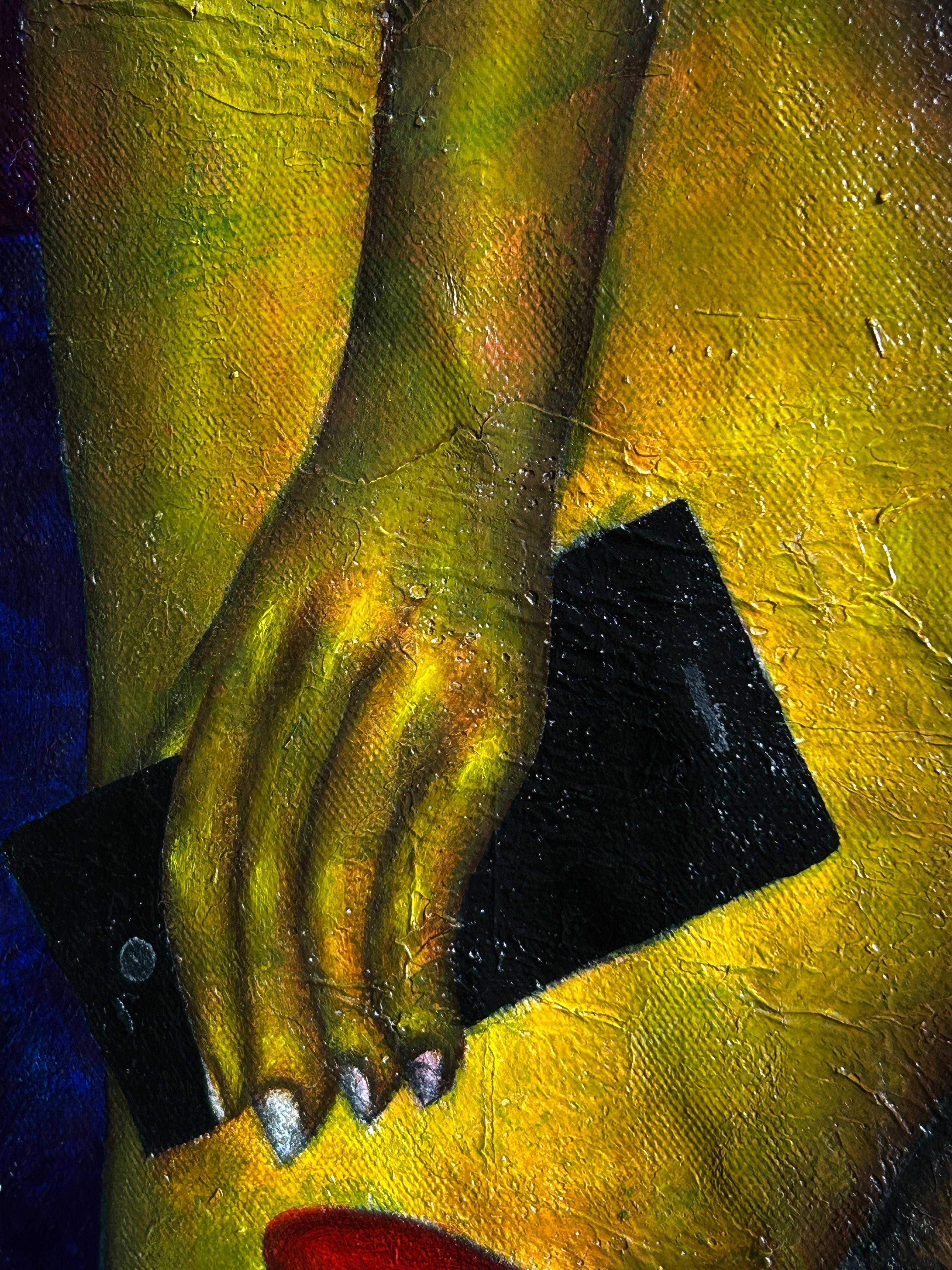 Pittura a olio su tela, tecnica mista, arte contemporanea. 