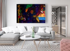 Ölgemälde auf Leinwand, gemischte Medien, Contemporary Art. Blauer Traum