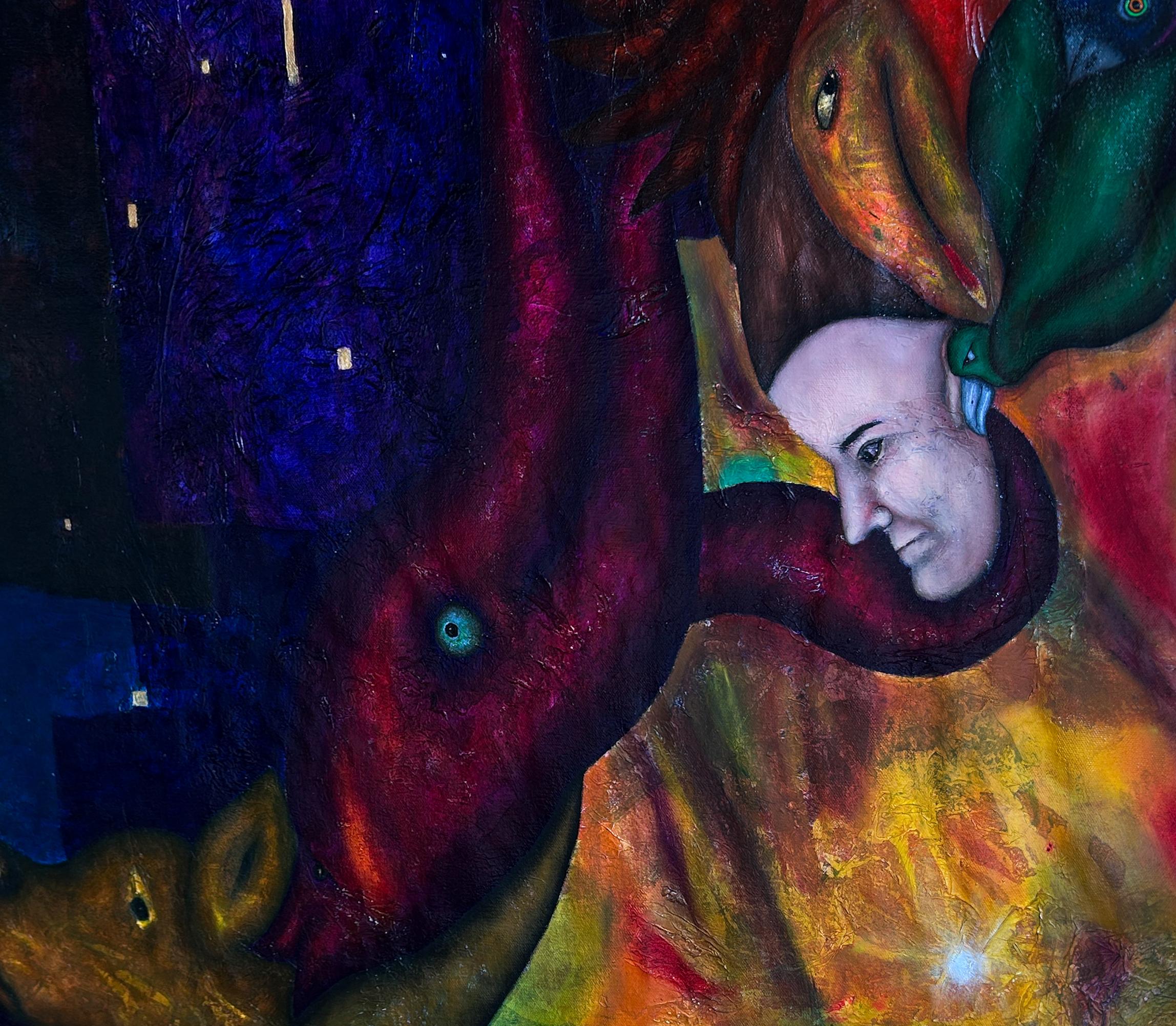 Pittura a olio su tela, tecnica mista, arte contemporanea. 