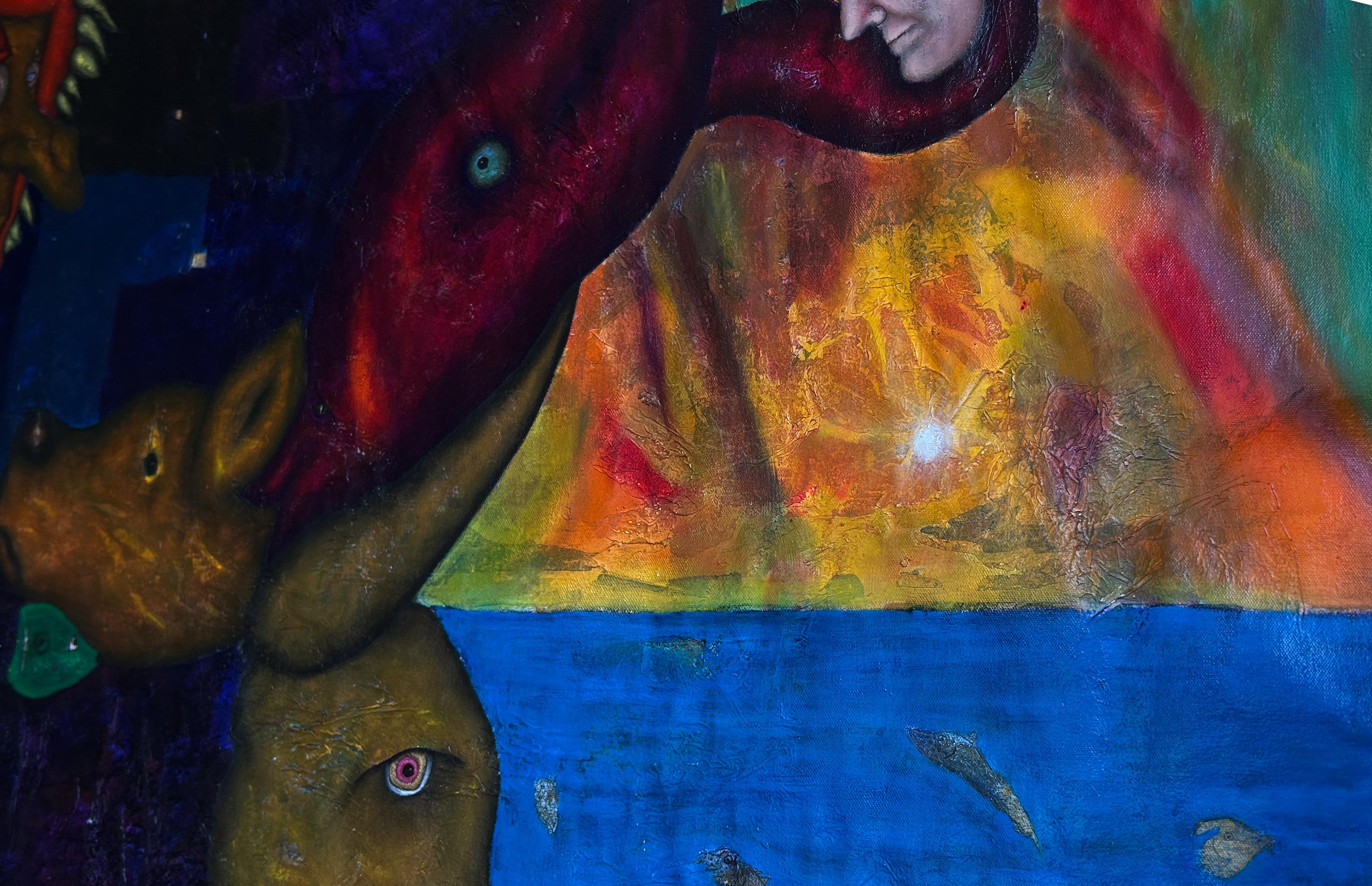 Pittura a olio su tela, tecnica mista, arte contemporanea. 