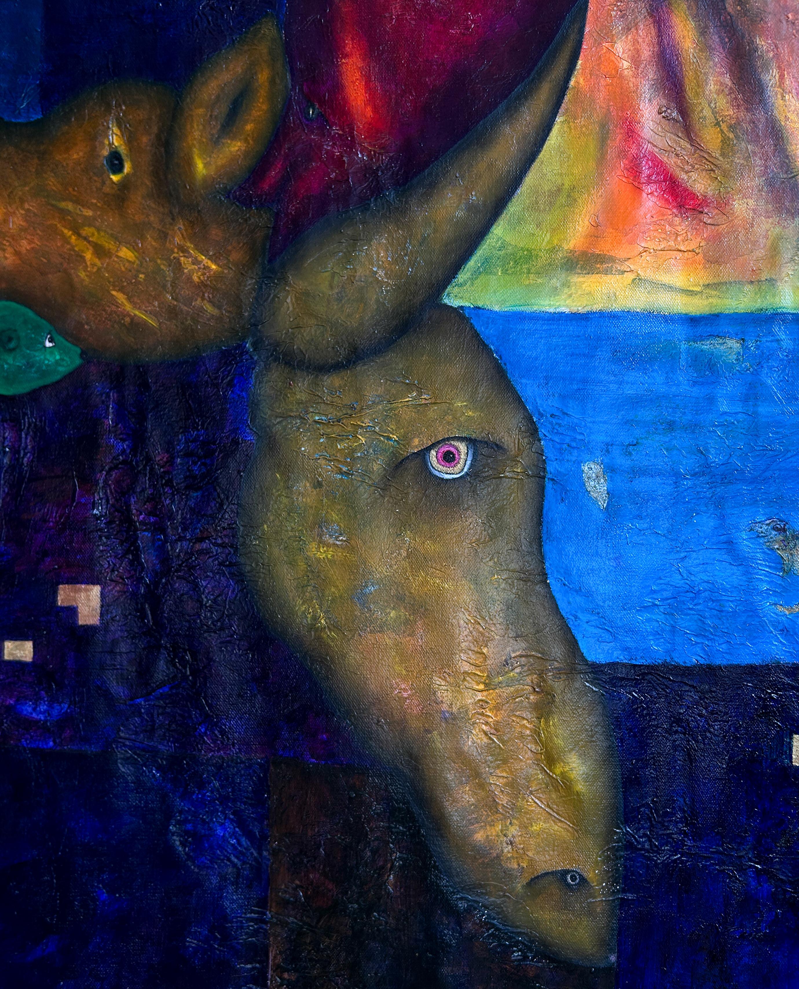 Pittura a olio su tela, tecnica mista, arte contemporanea. 