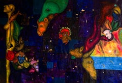 Peinture à l'huile sur toile, techniques mixtes, art contemporain. Rêve bleu