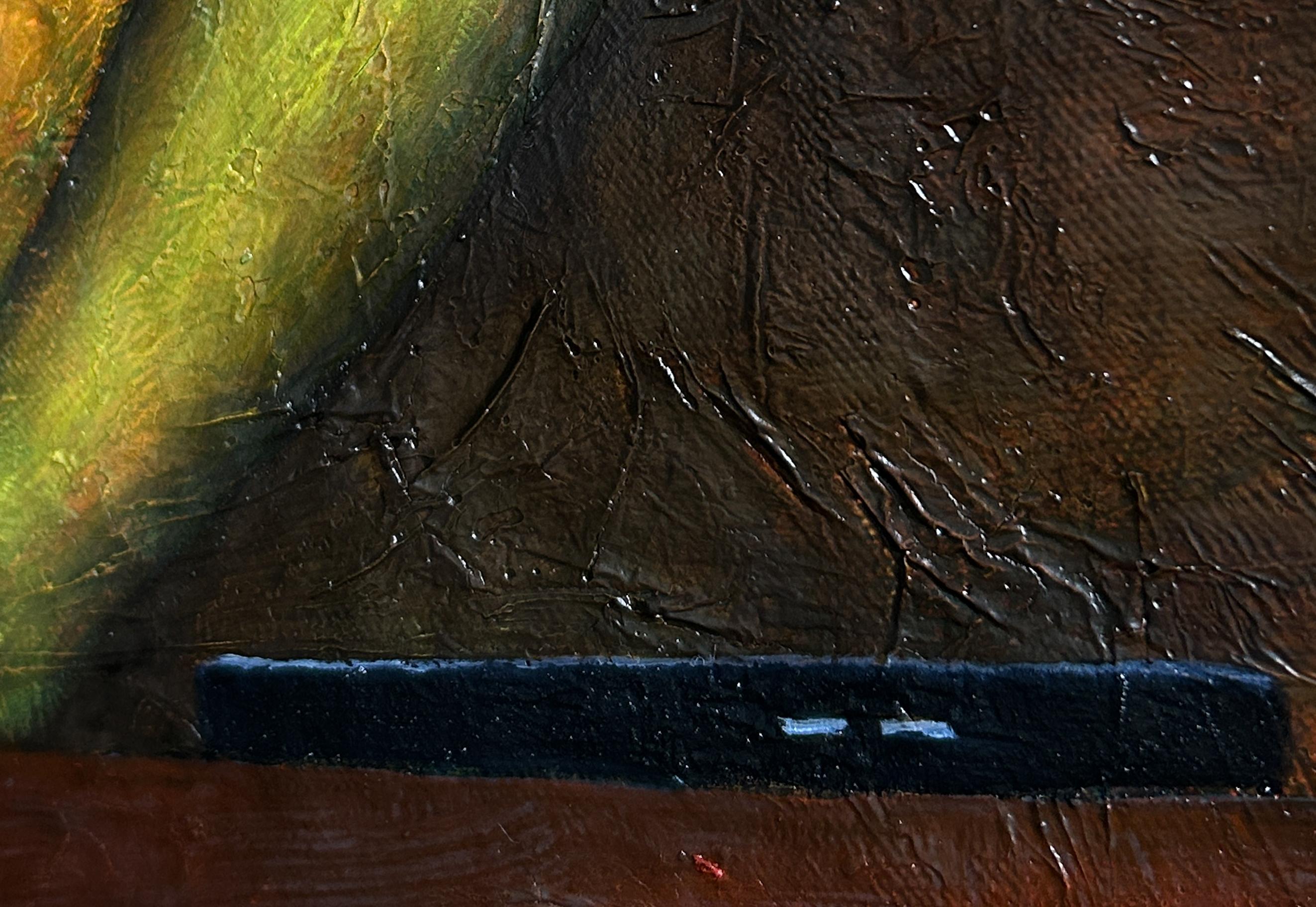 Pittura a olio moderna con nudo ed esseri fantastici 