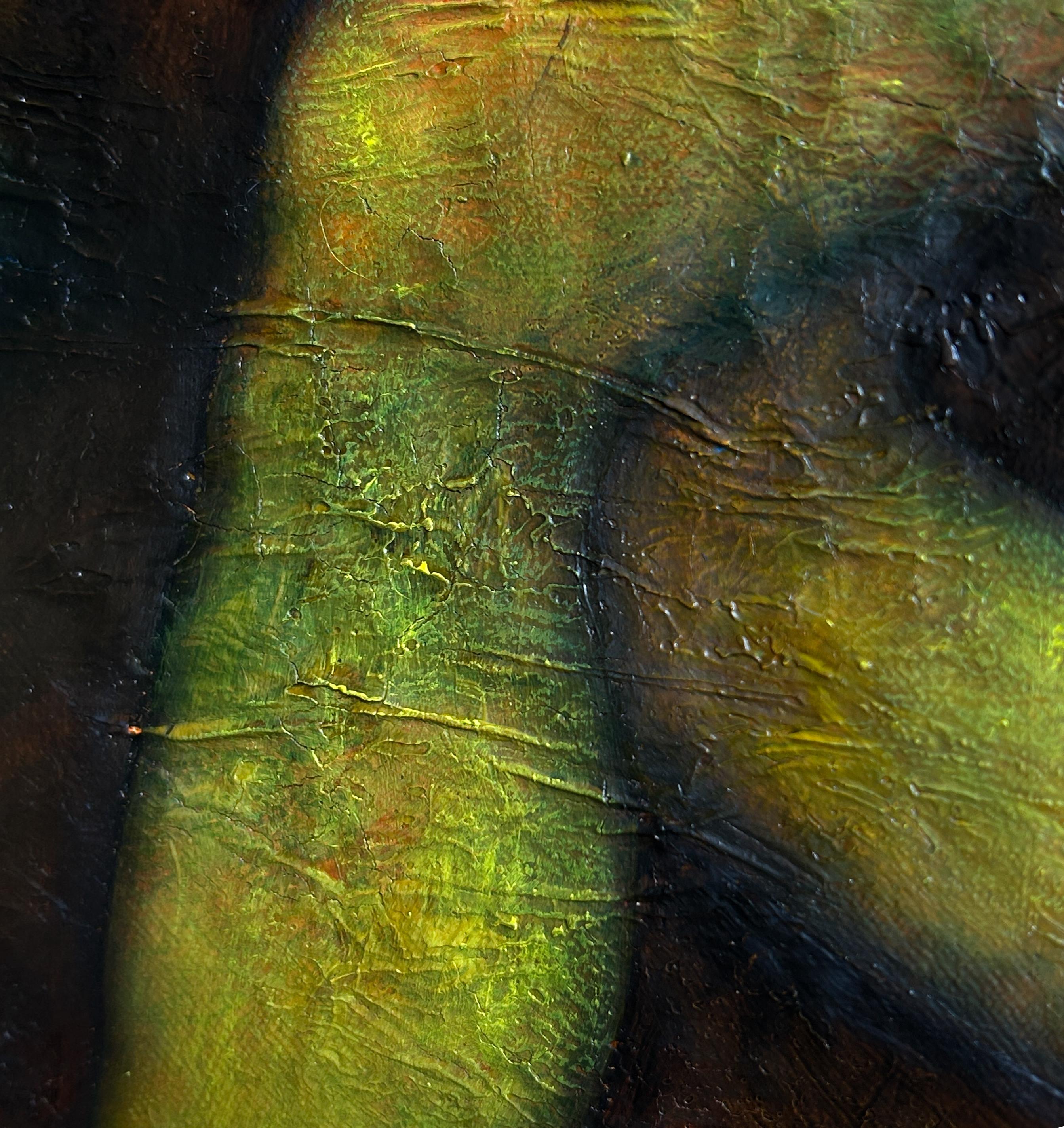 Pittura a olio moderna con nudo ed esseri fantastici 
