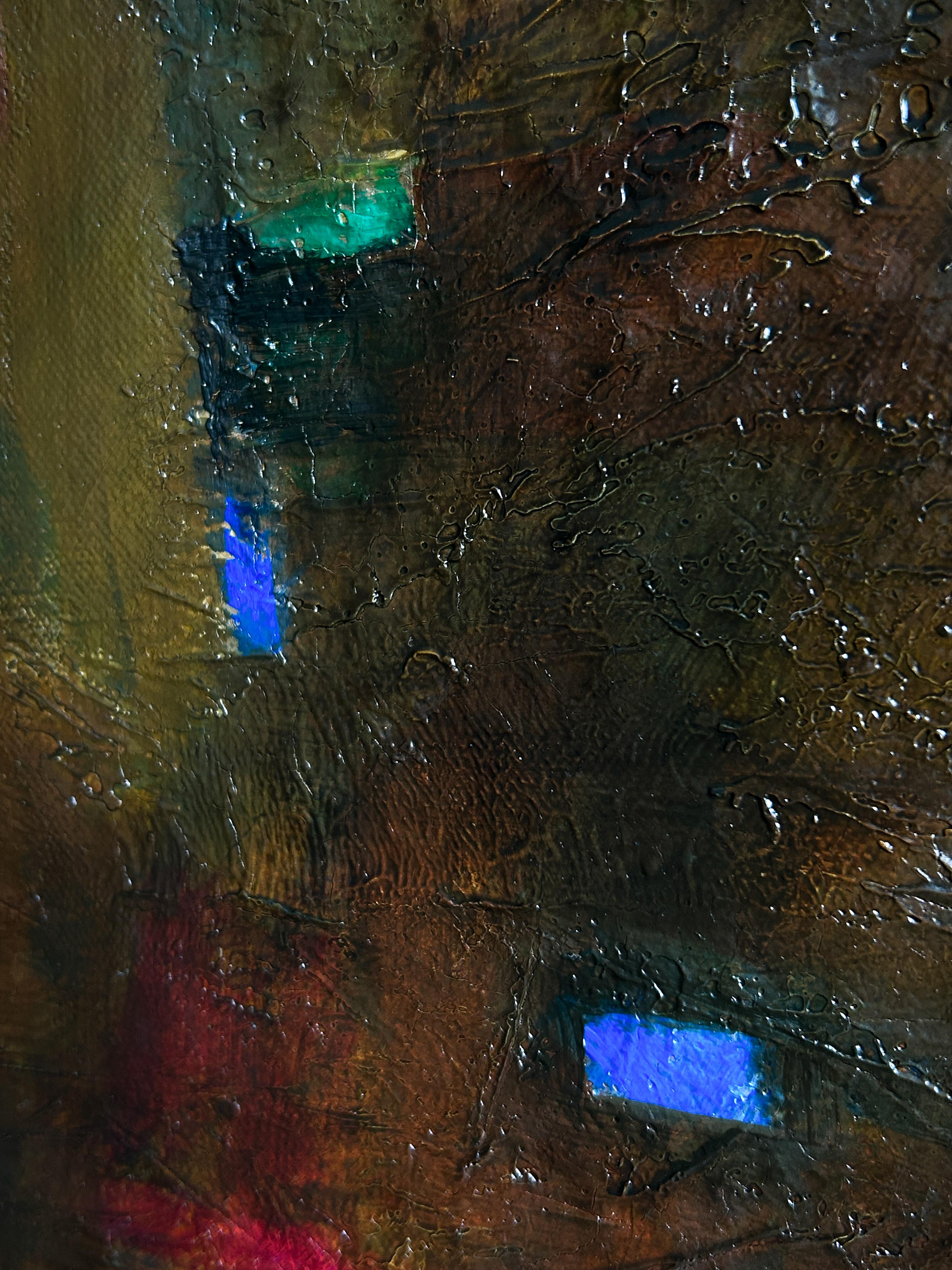 Pittura a olio moderna con nudo ed esseri fantastici 