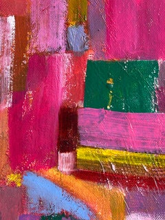 Solitudine rosa in astratto, pittura a tecnica mista su tela, 38x50 cm