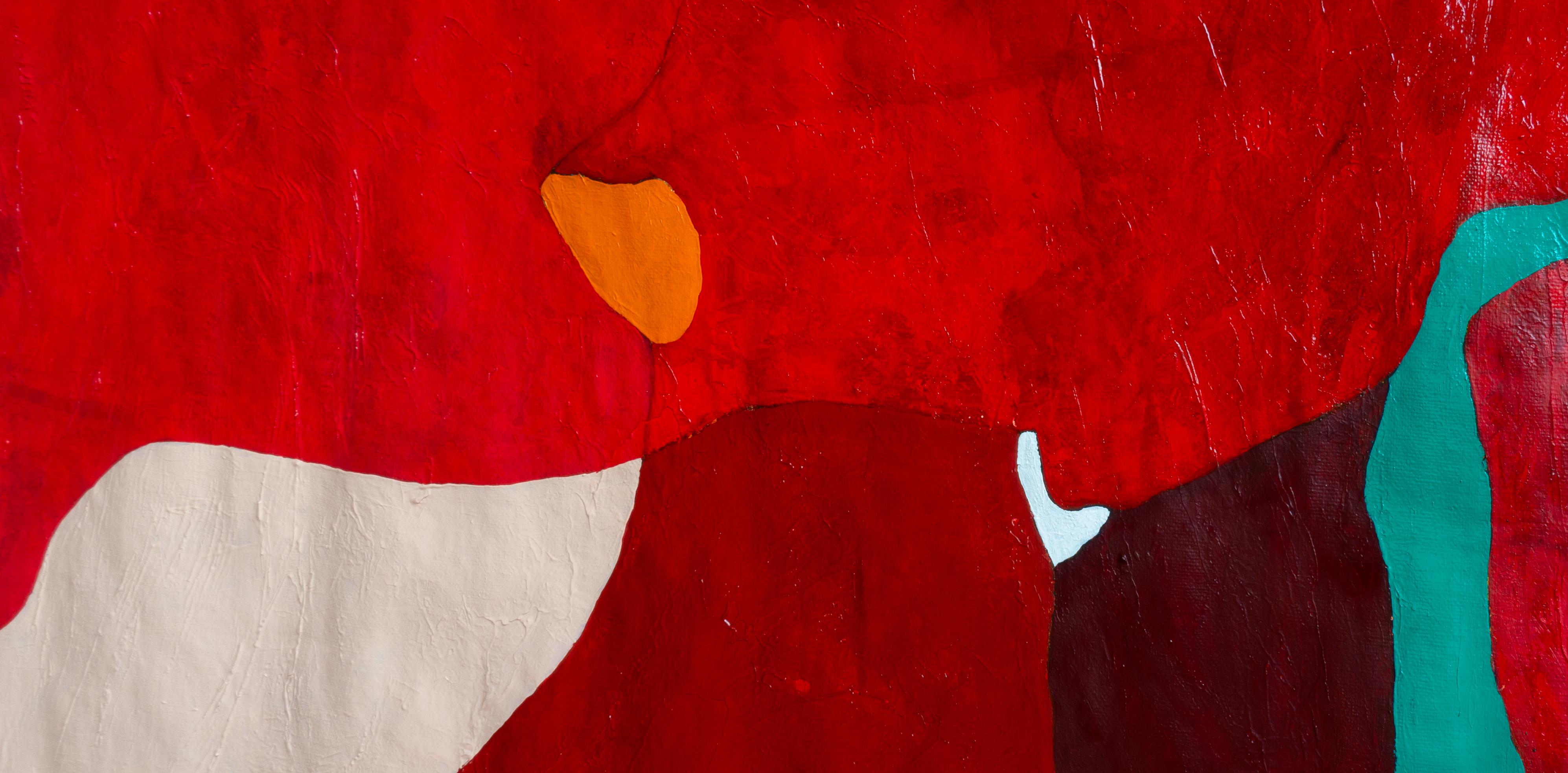 Red Abstract Composition by L-Xiua: Exploration of Color and Form For Sale 10