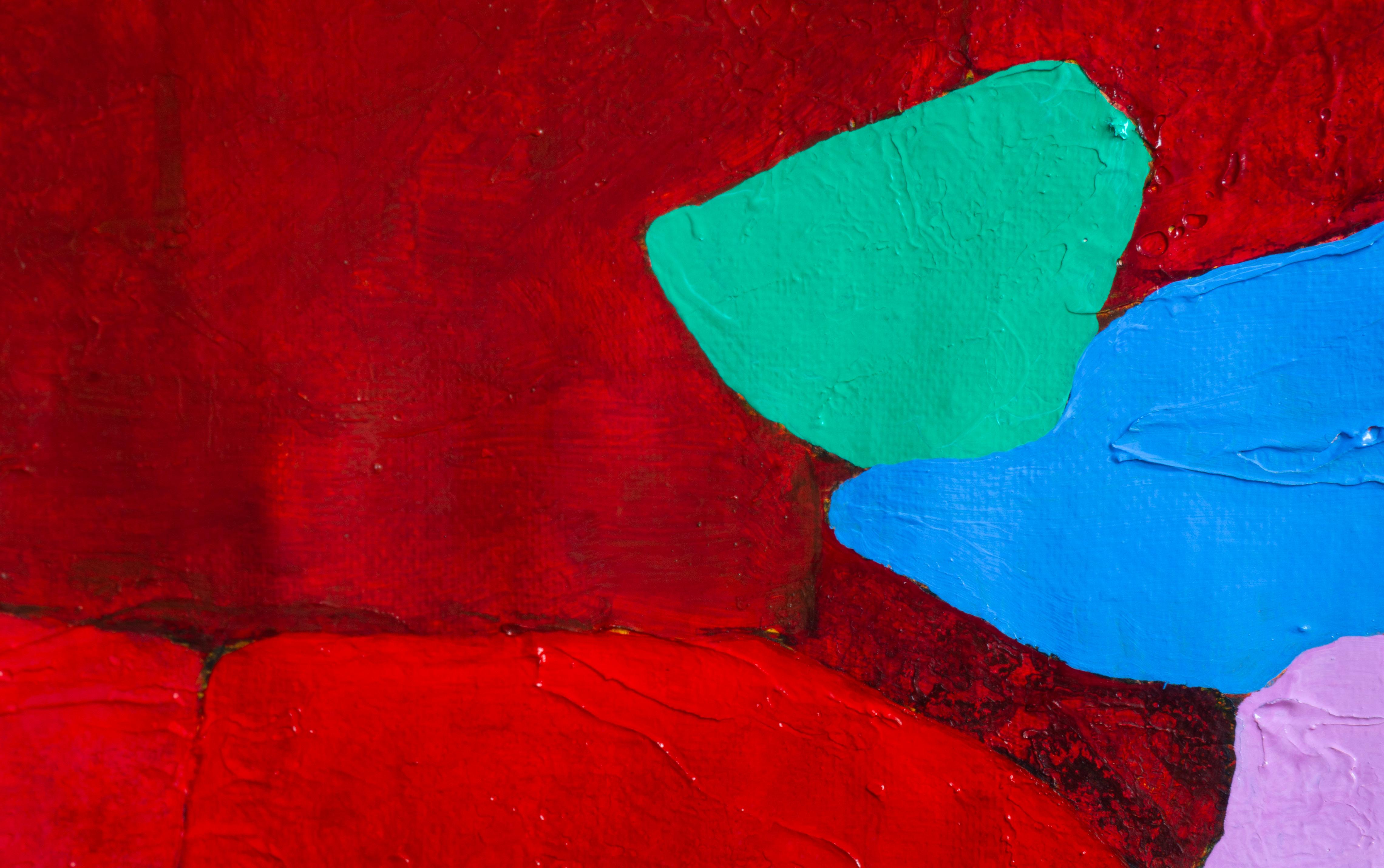 Red Abstract Composition by L-Xiua: Exploration of Color and Form For Sale 3