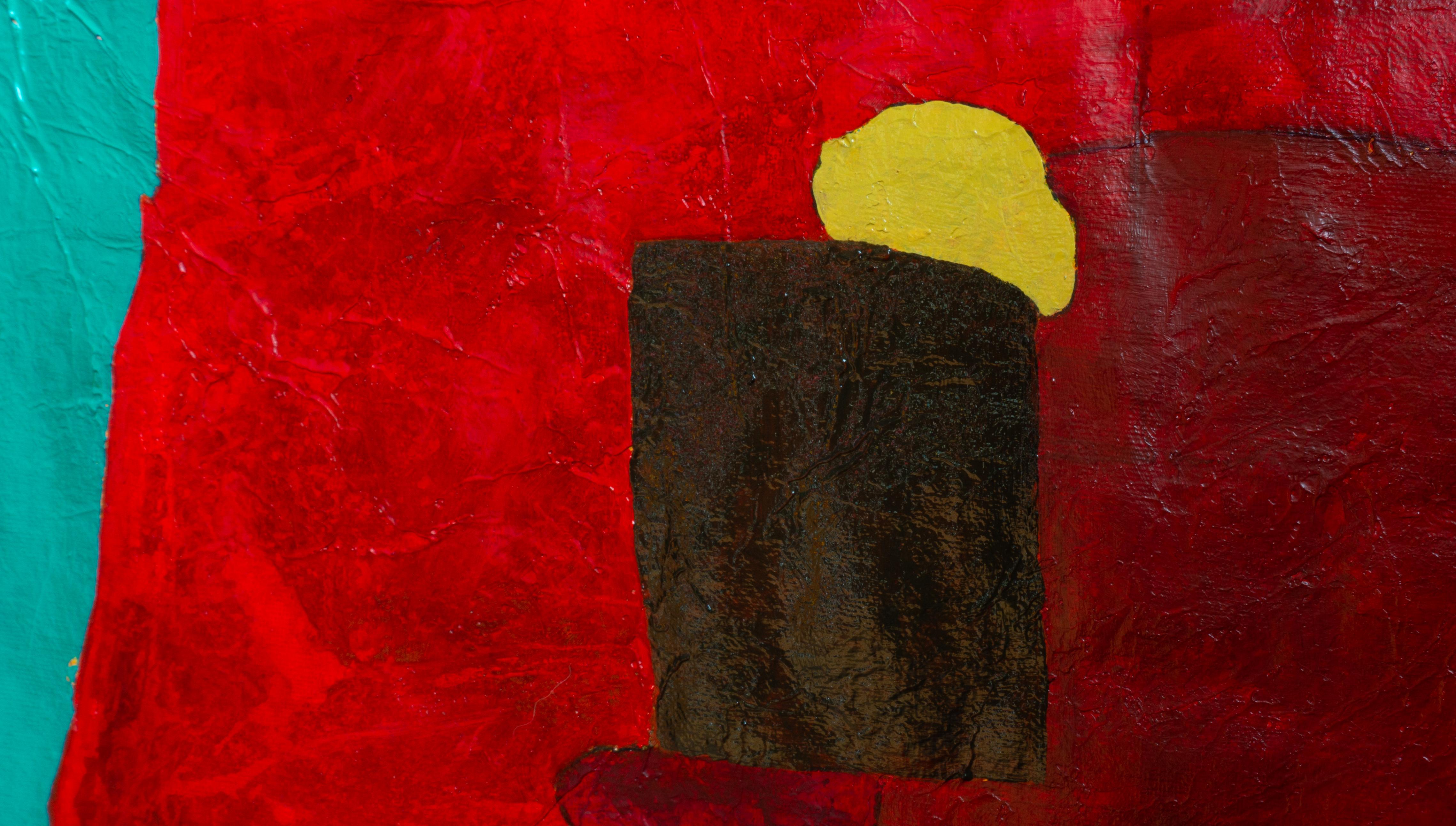 Red Abstract Composition by L-Xiua: Exploration of Color and Form For Sale 6