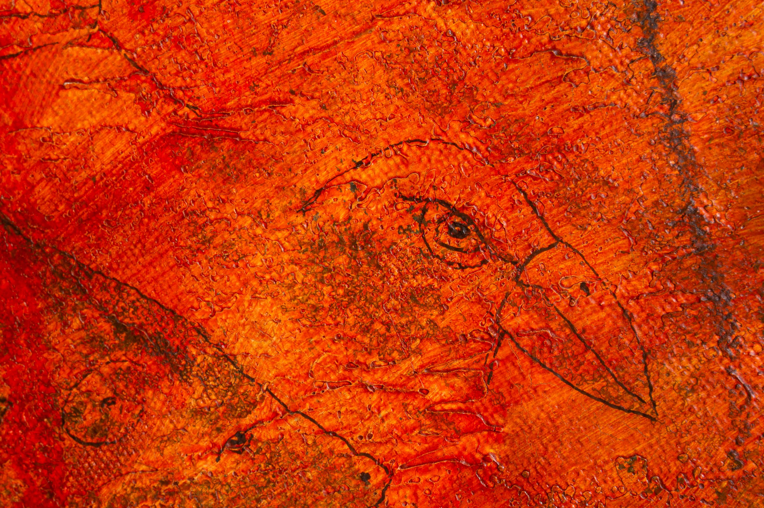 Pittura a olio contemporanea di una balena magica. 