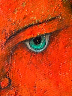 Study blue. Abstract figurative oil on canvas