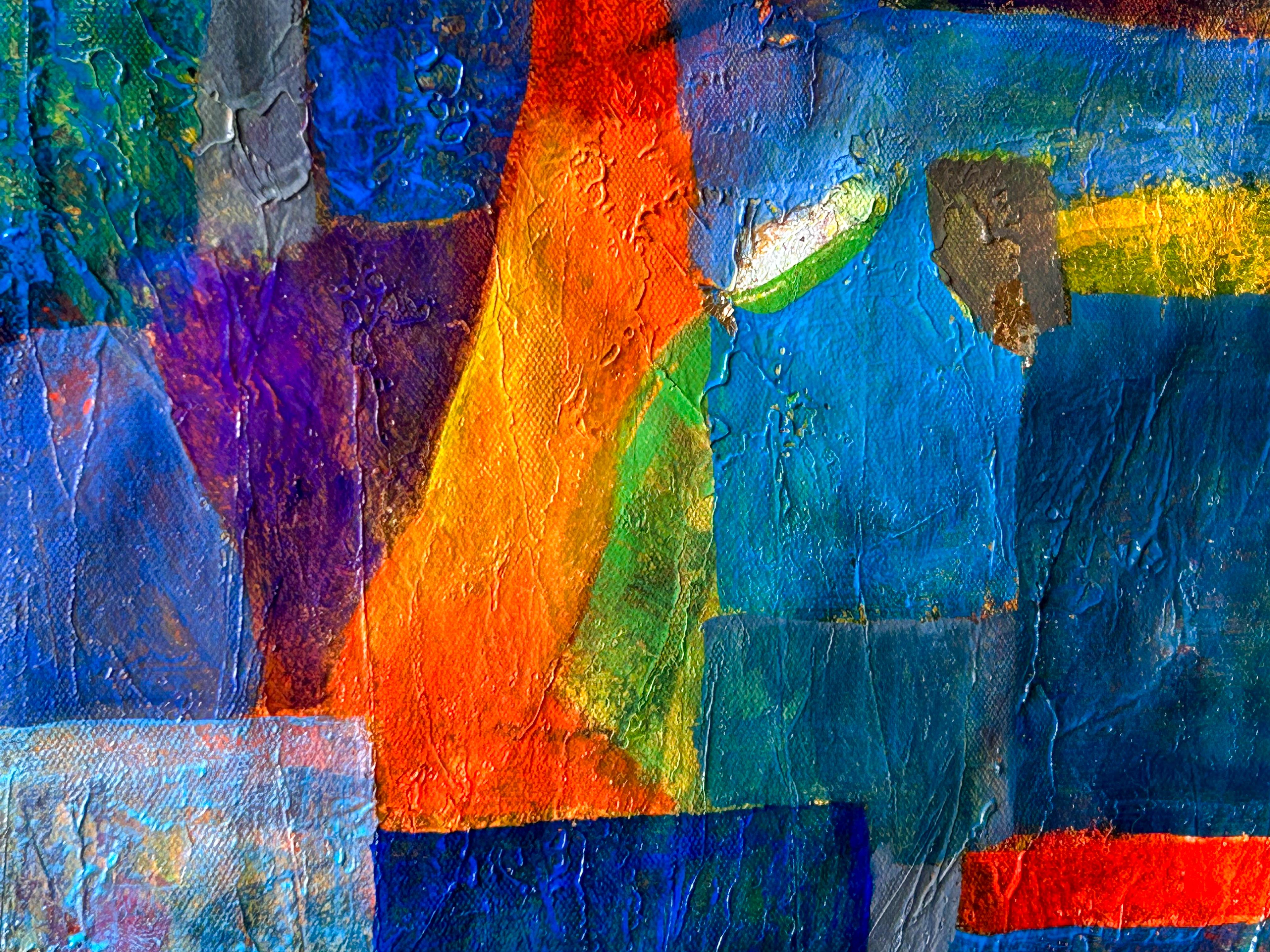 Studio in blu. Olio figurativo astratto su tela in vendita 3