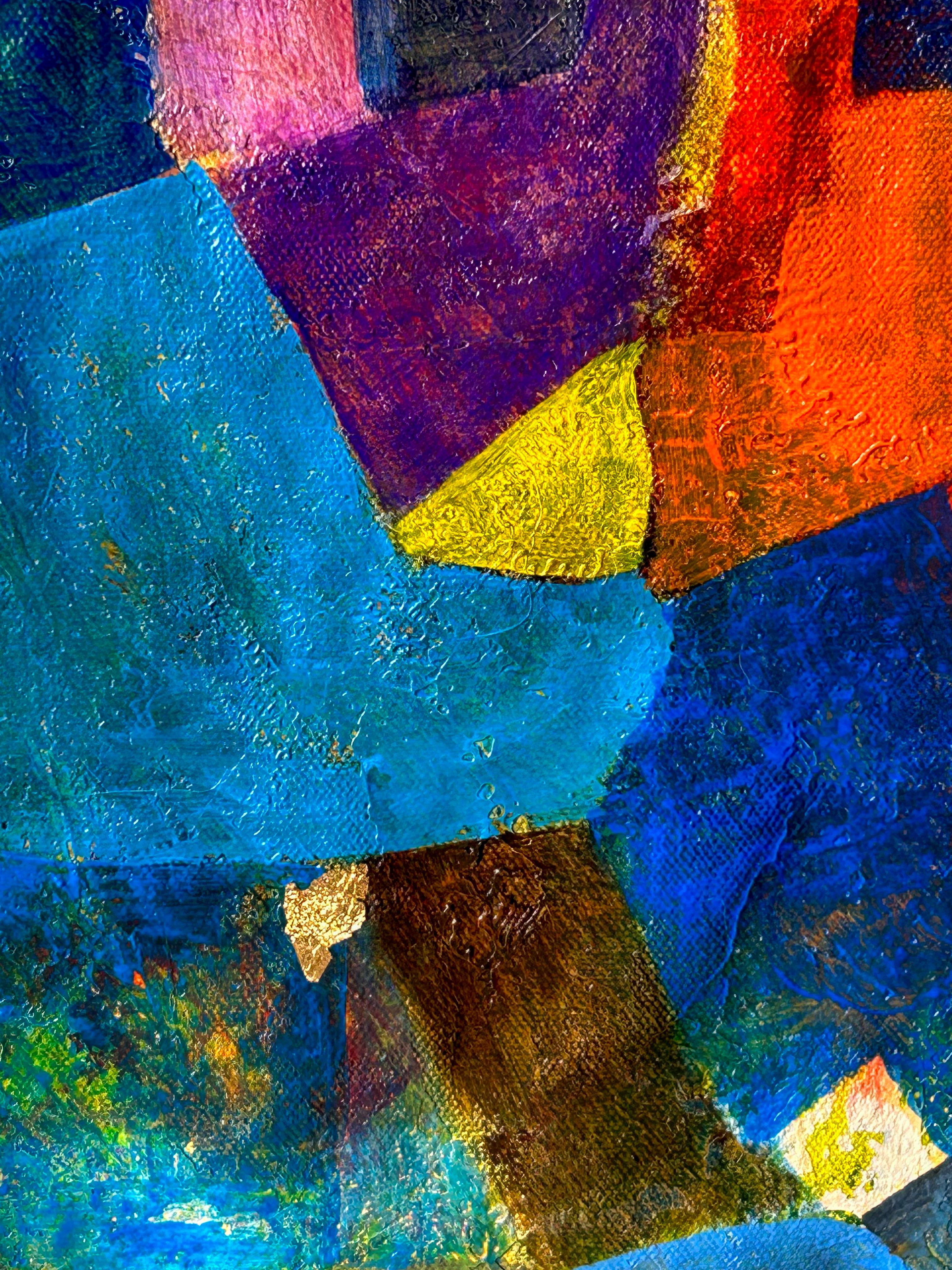 Studio in blu. Olio figurativo astratto su tela in vendita 4