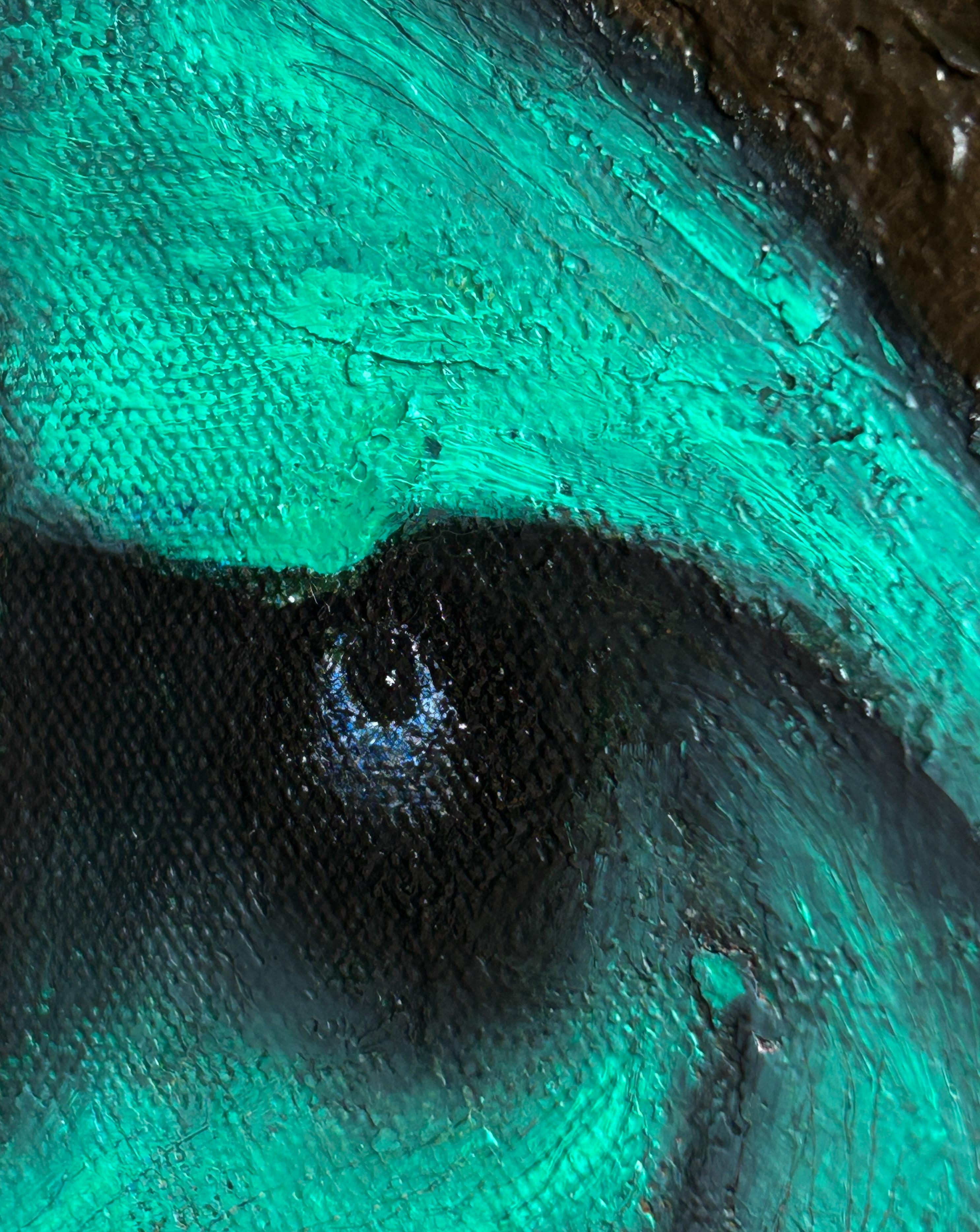 Pintura al óleo figurativa surrealista sobre lienzo con animales. 