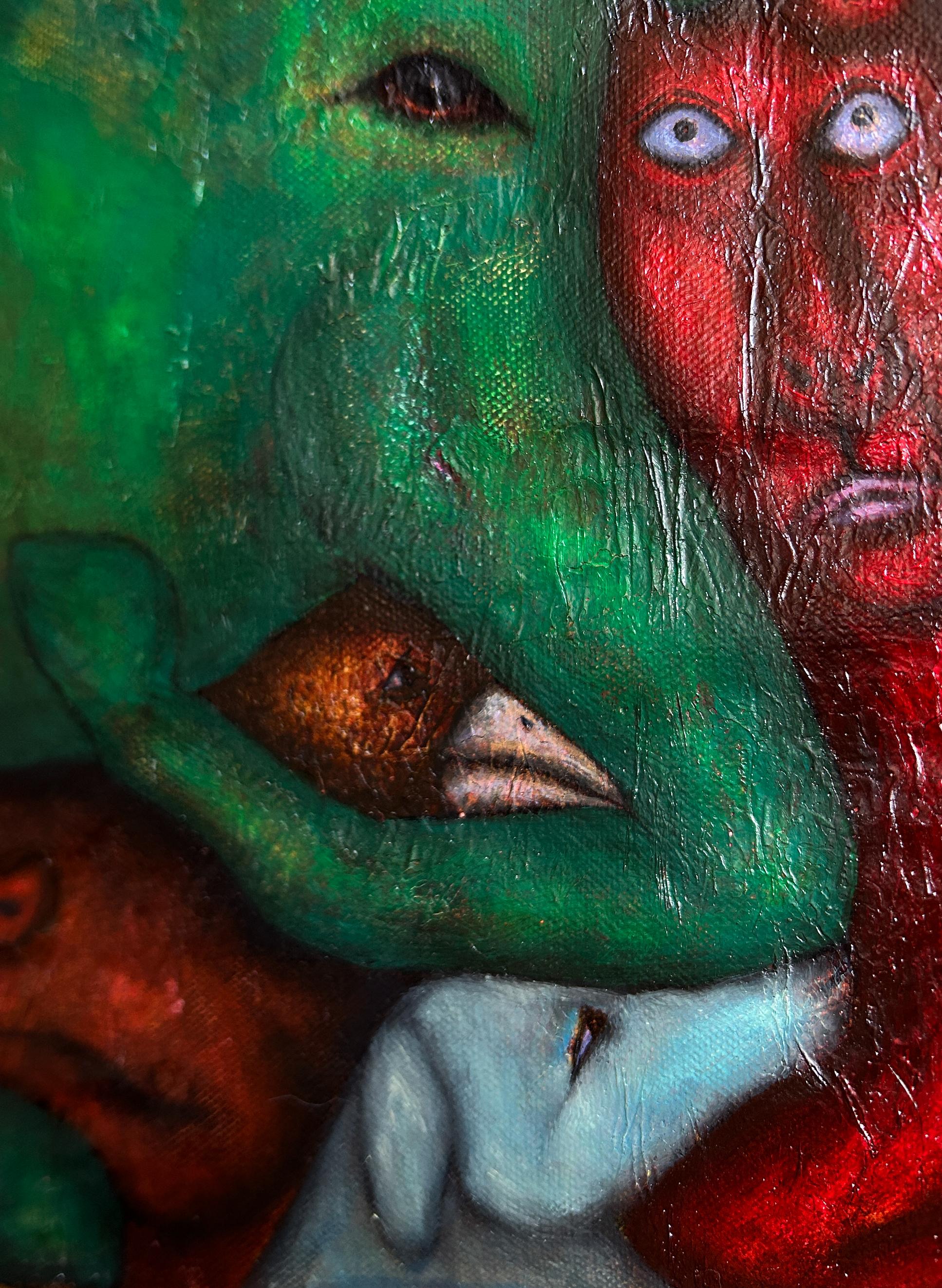 Contemporary Oil Painting Of A Fantastic Bird. 