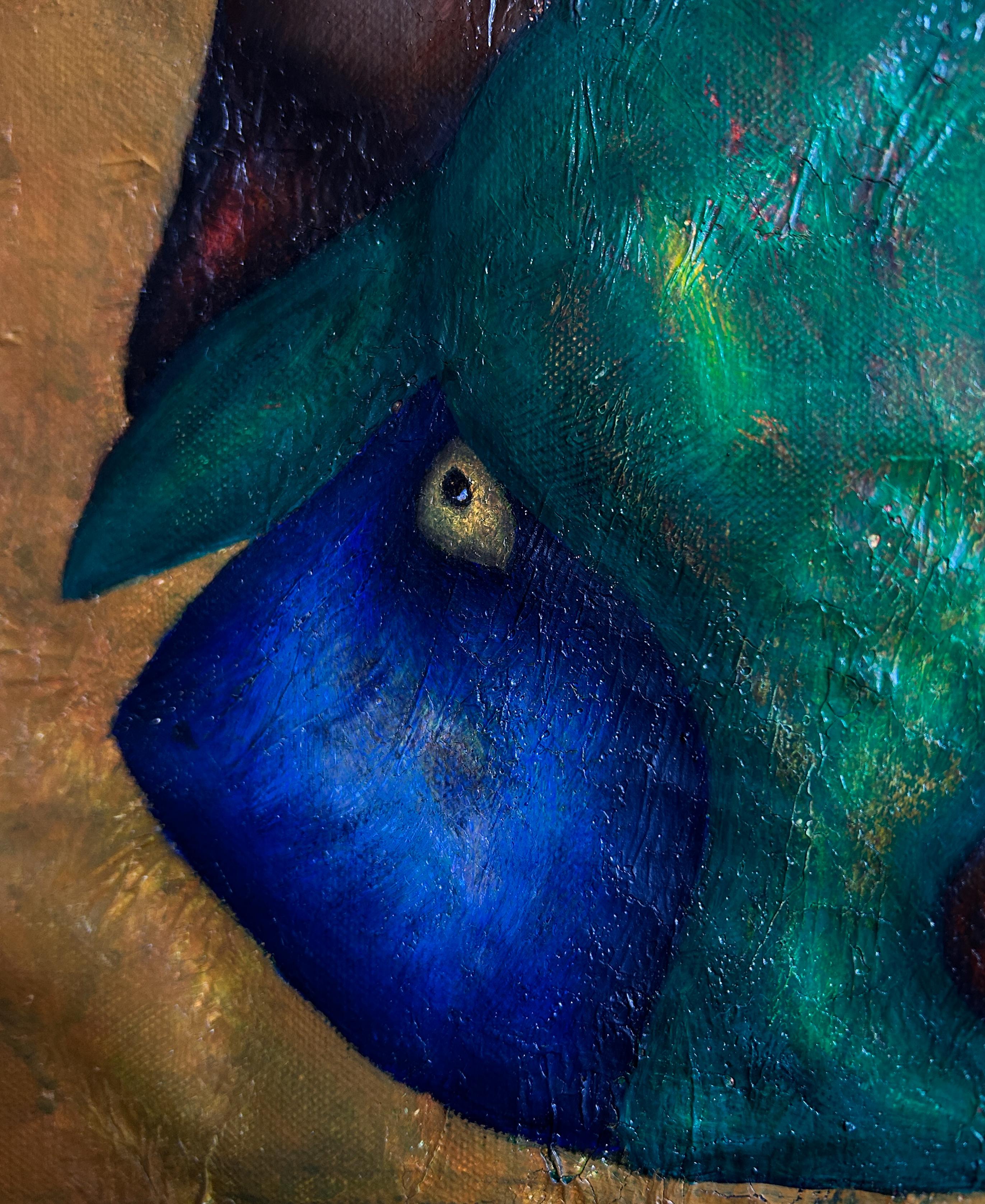 Contemporary Oil Painting Of A Fantastic Bird. 