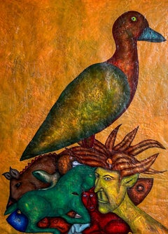 Contemporary Oil Painting Of A Fantastic Bird. "The Bird" 2024