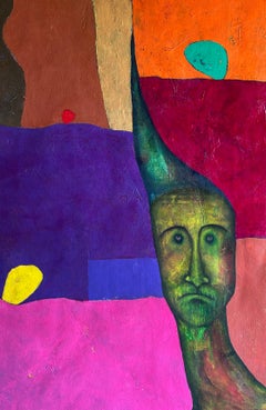 « The Doubt » – Peinture à l'huile sur toile, paysage abstrait, signée, 30 x 36 pouces