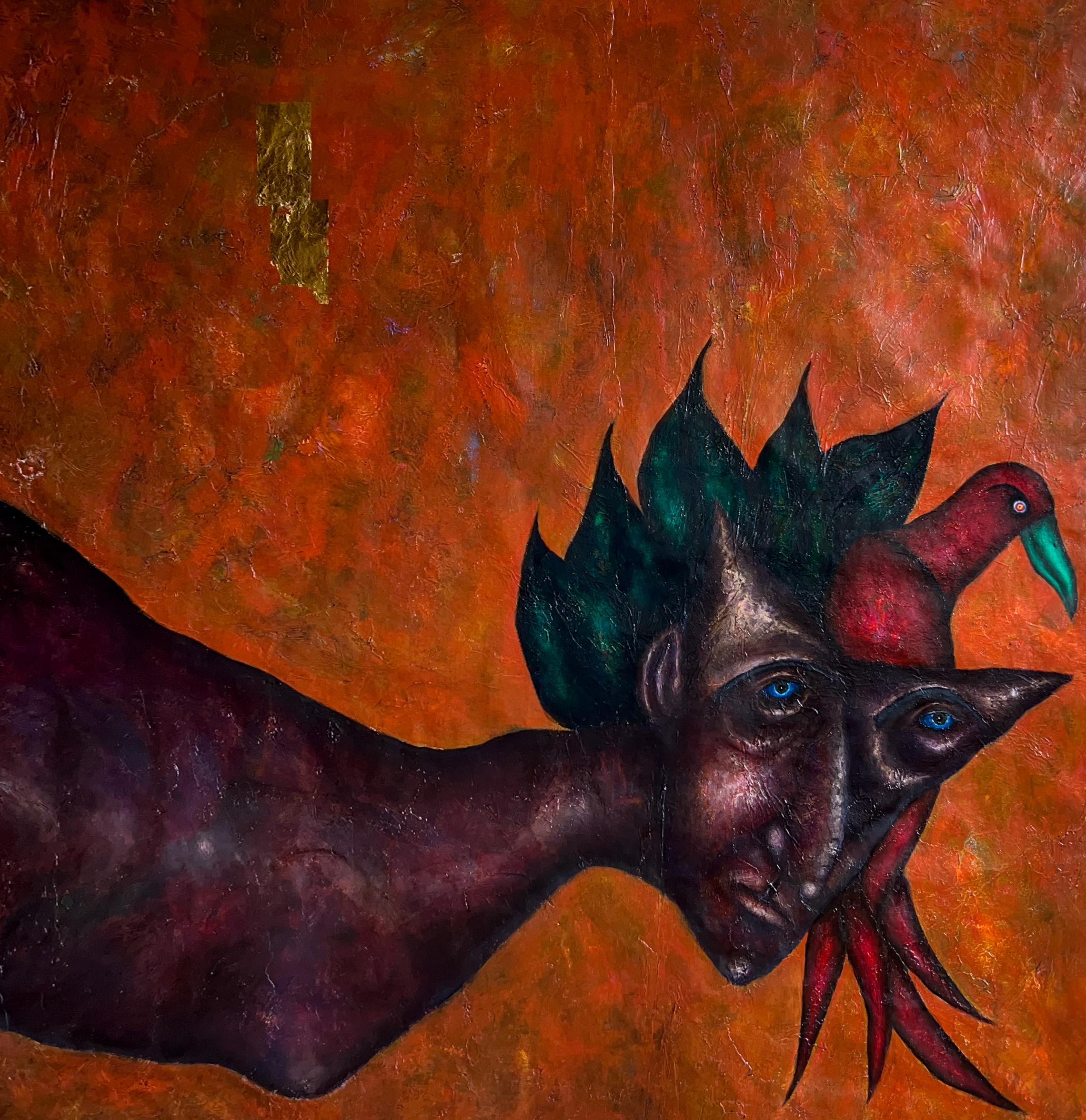 Figurative Painting di Luis Alexander Rodríguez (Ie-Xiua) - Lo splendore dimenticato. (Pittura ad olio su tela figurativa e surreale)