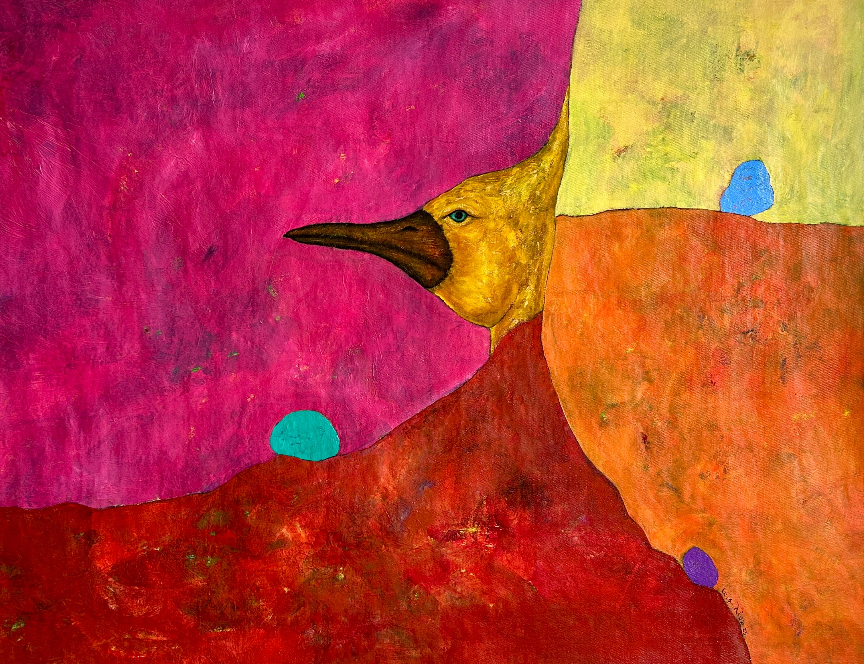 Luis Alexander Rodríguez (Ie-Xiua) Interior Painting - The Silence of the Animals 3, Abstract Oil Painting on Canvas, Signed