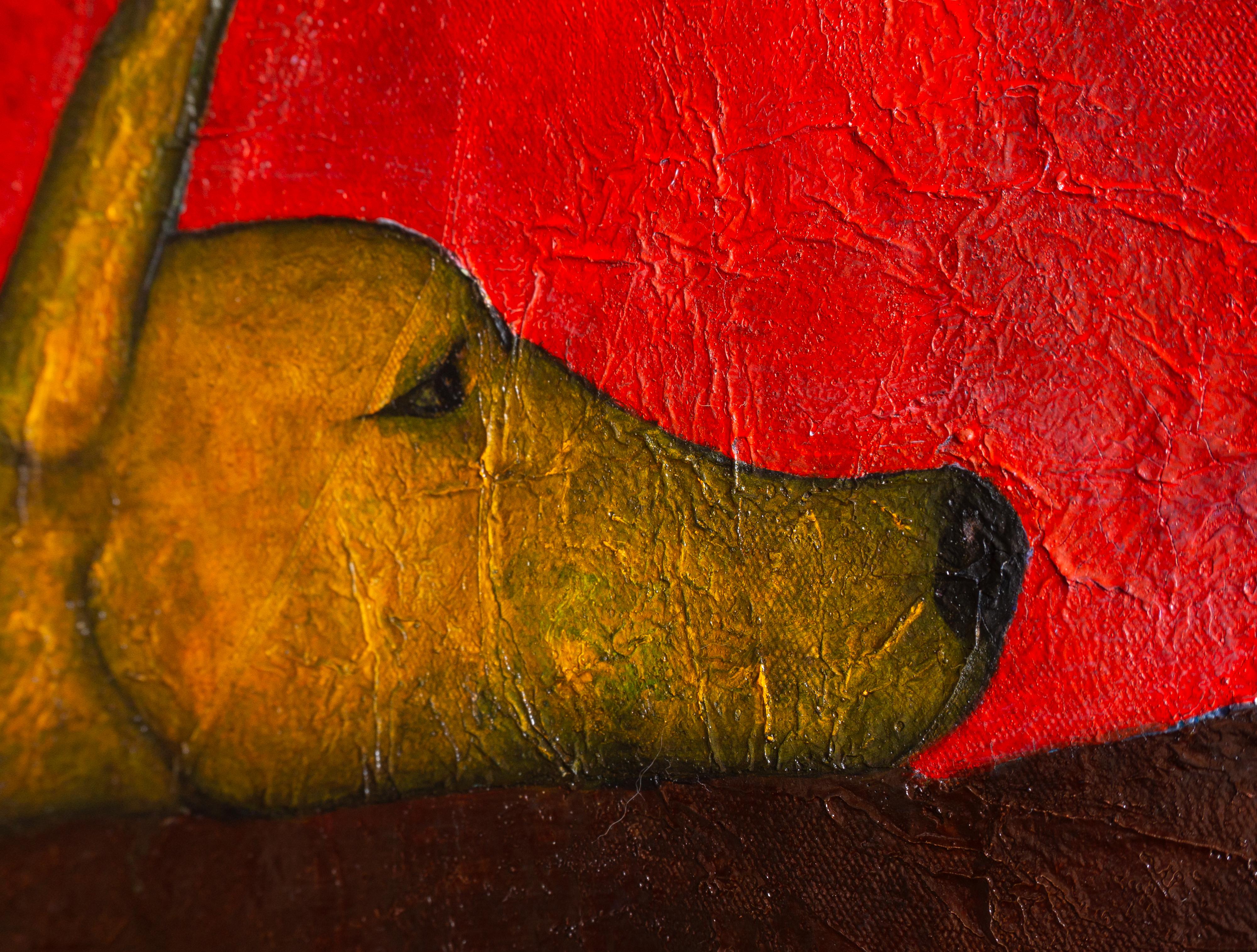 To the memory of a hero dog - Abstract Painting by Luis Alexander Rodríguez (Ie-Xiua)