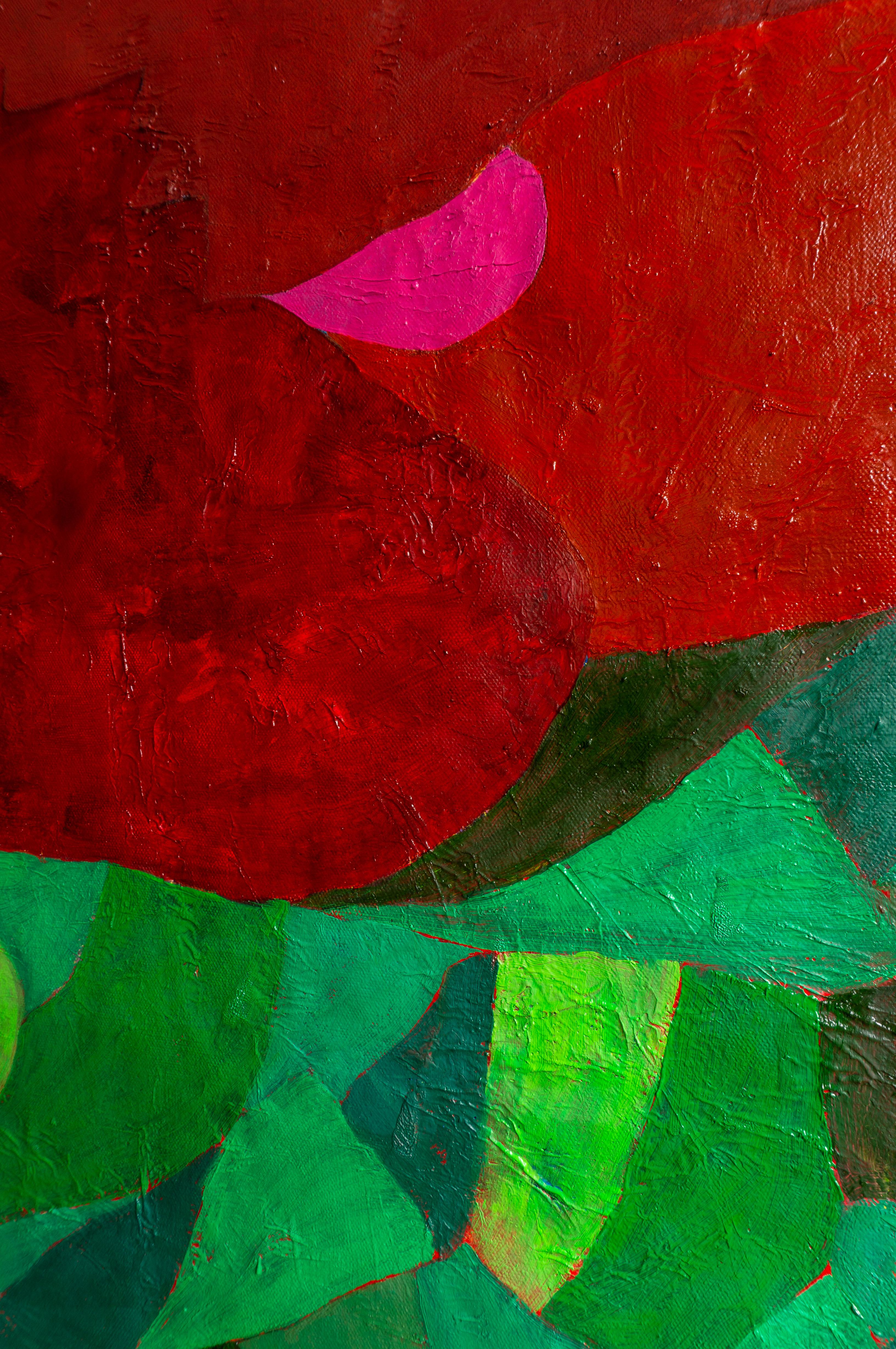 Peinture constructive Transition of red, technique mixte texturée, 2022 - Marron Figurative Painting par Luis Alexander Rodríguez (Ie-Xiua)