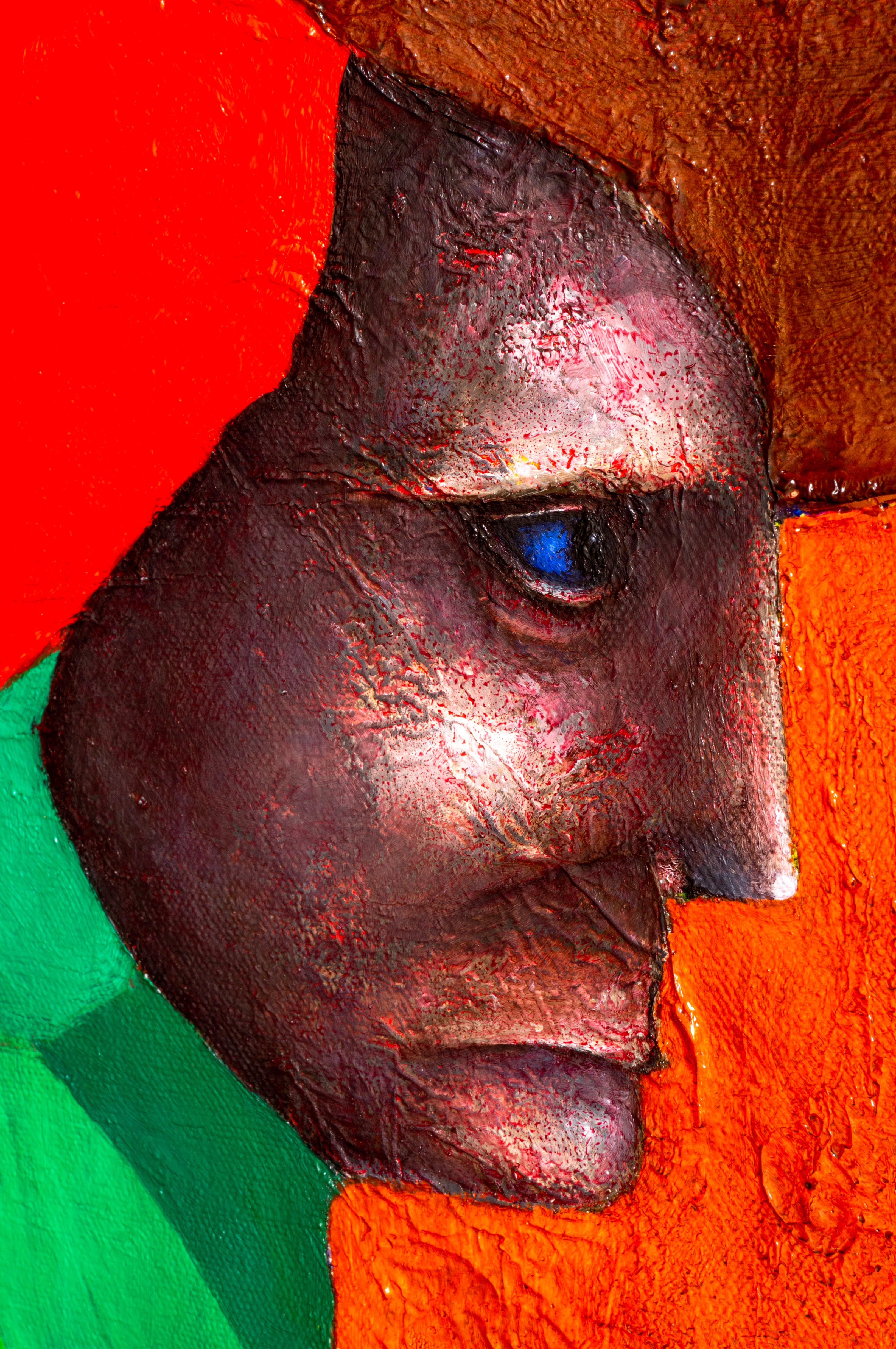 Peinture constructive Transition of red, technique mixte texturée, 2022 1