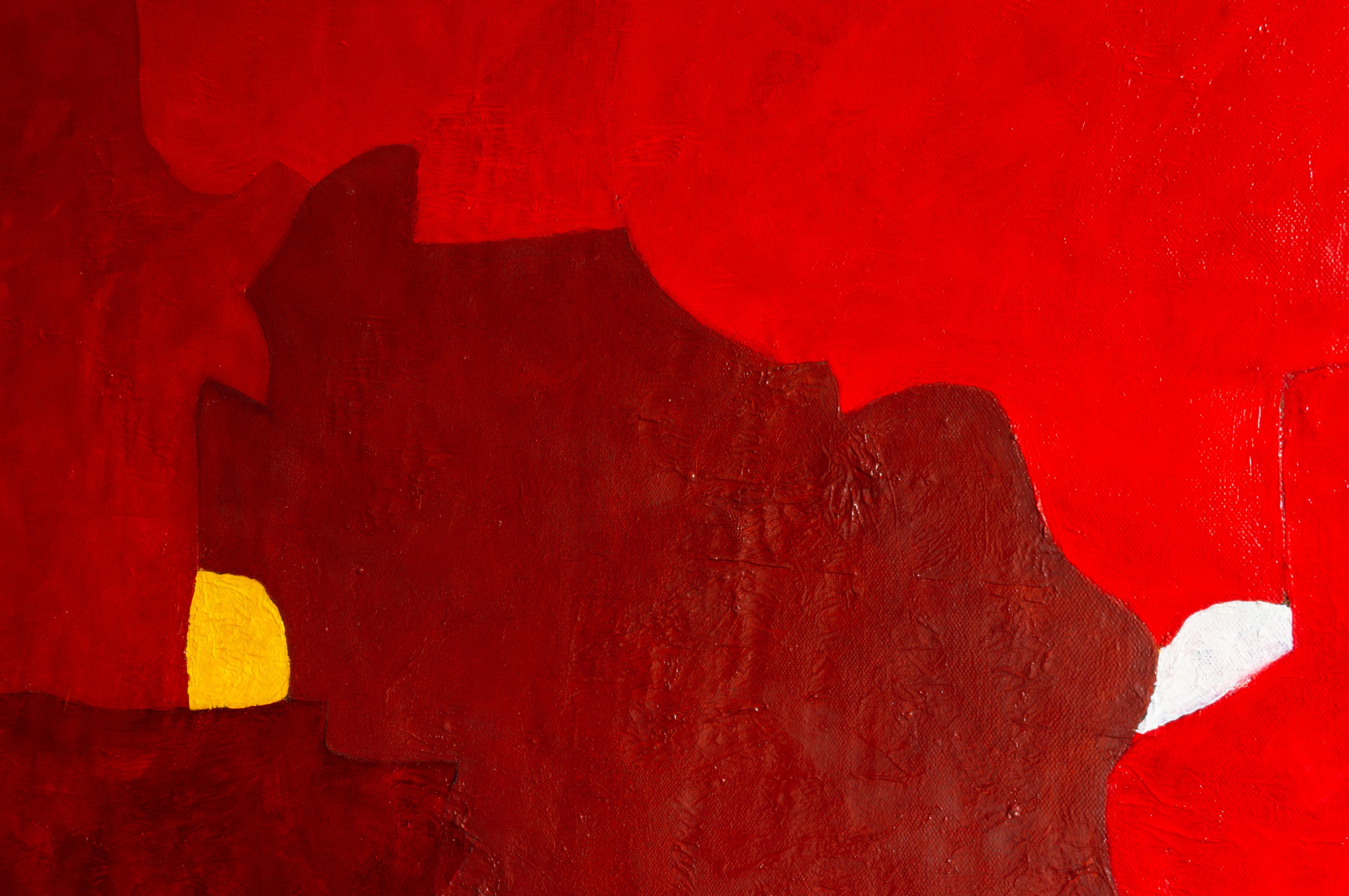 Peinture constructive Transition of red, technique mixte texturée, 2022 2