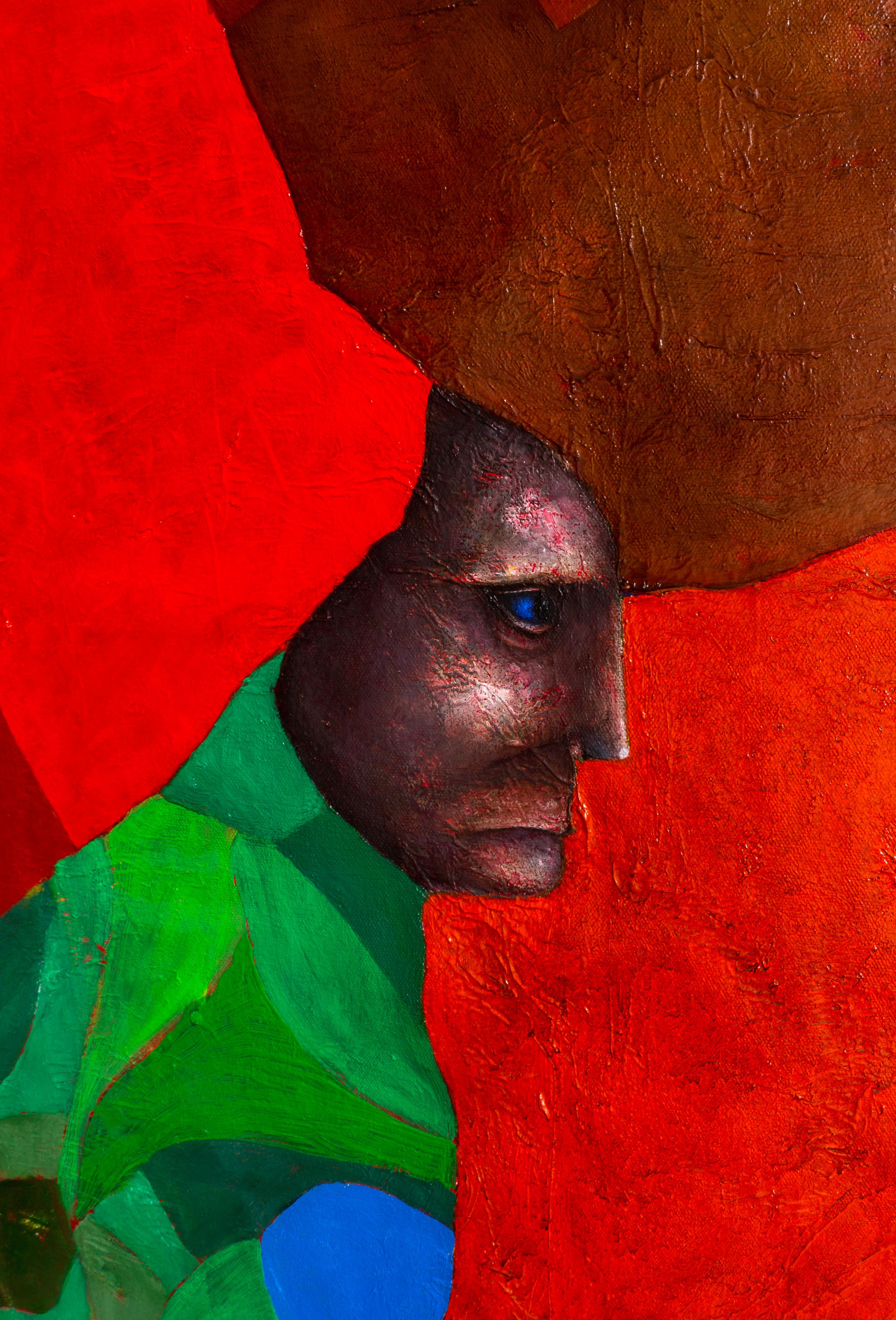 Peinture constructive Transition of red, technique mixte texturée, 2022 3