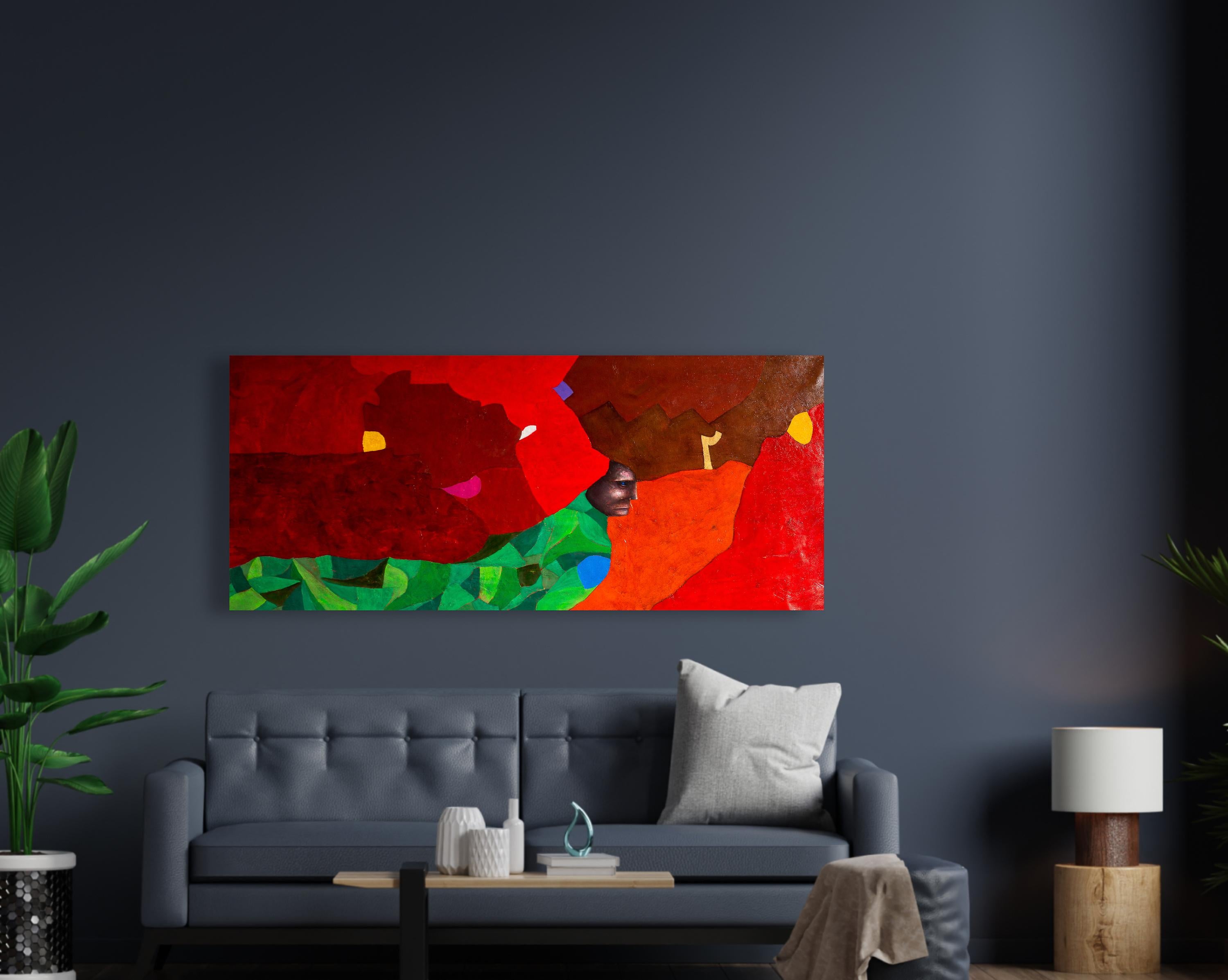 Peinture constructive Transition of red, technique mixte texturée, 2022 4