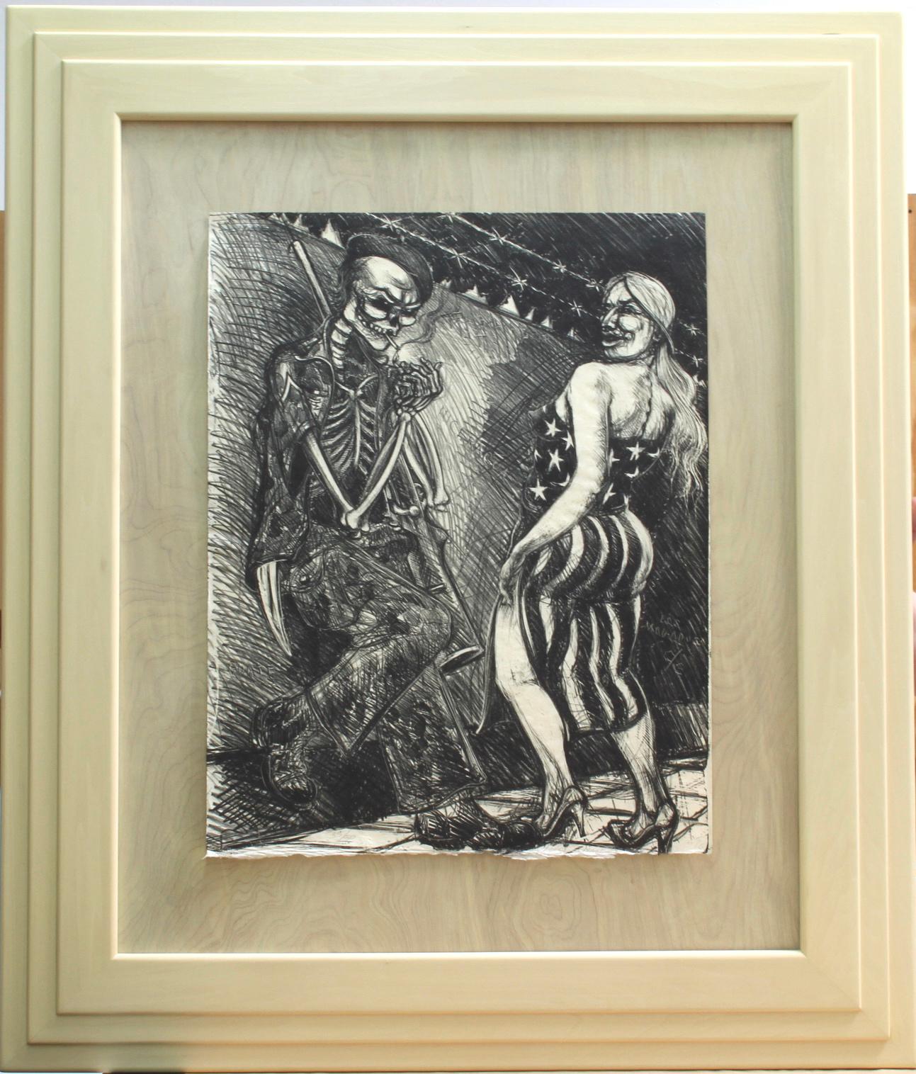 Luis Alfonso Jimenez Figurative Print - Coscolina Con Muerto (Flirt With Death)