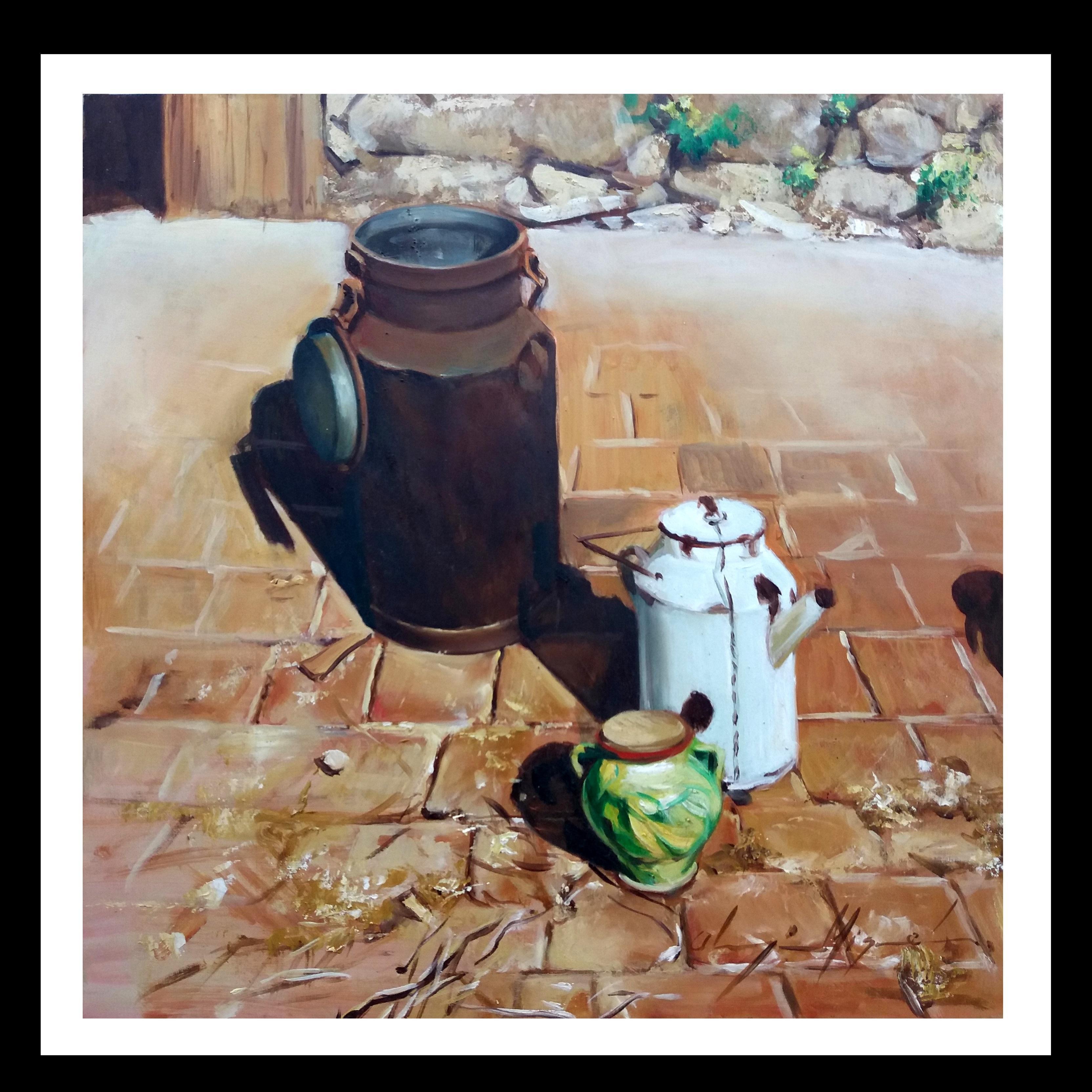 Almazan Realistic Still Life Acrylic Painting 
 MIQUEL was an artist focused on the art of realism. His structured works on his great mastery of drawing, are romantic and translates us to past times ...