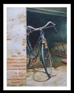 Vintage Almazan 31 Bicycle Still-Life Acrylic Painting
