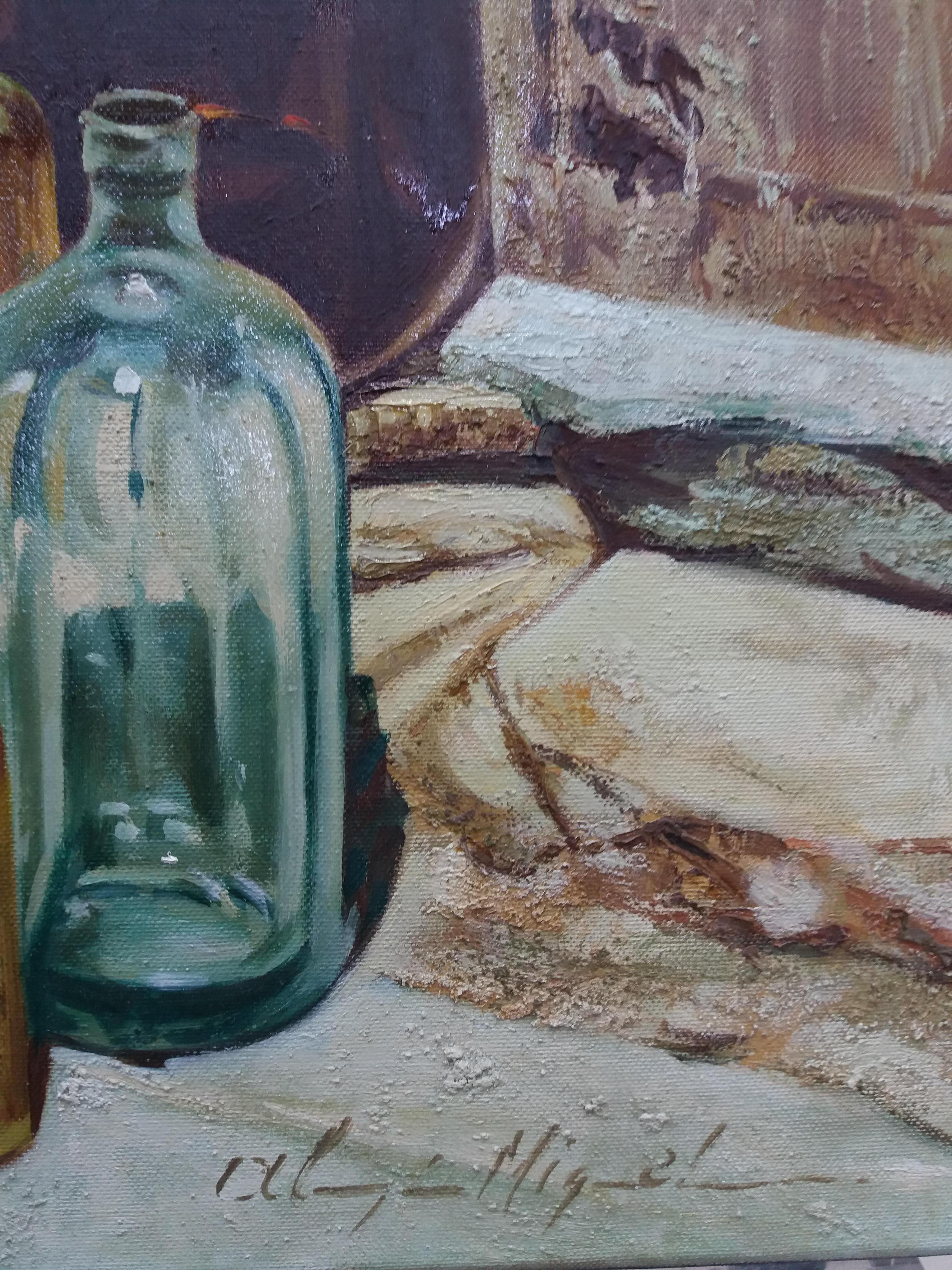Almazan Realistic Still Life Acrylic Painting. 
 MIQUEL was an artist focused on the art of realism. His structured works on his great mastery of drawing, are romantic and translates us to past times ...
