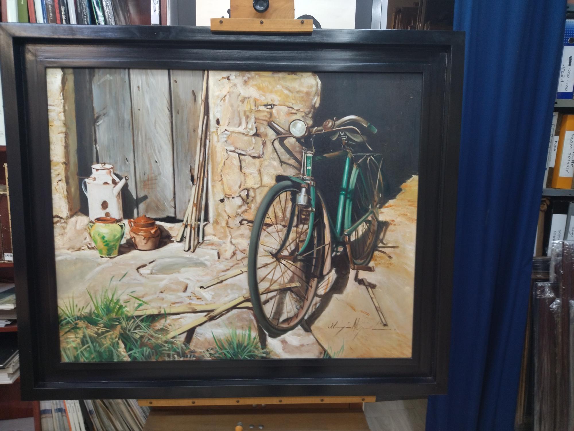 Almazan  Bicycle  Still-Life Acrylic Painting For Sale 12