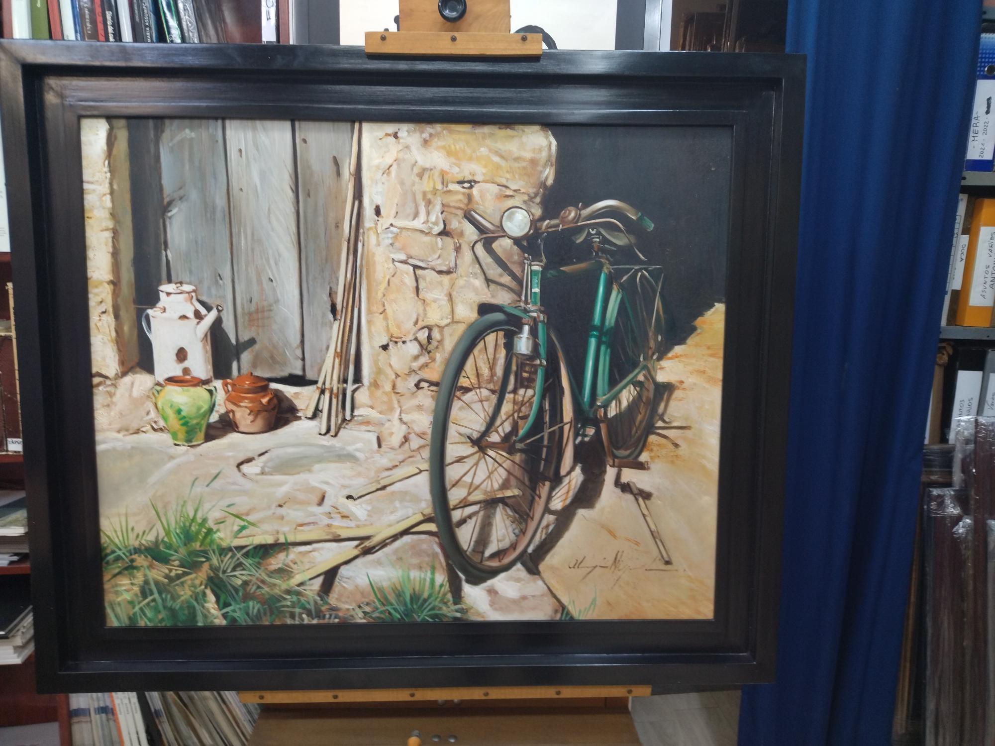 Almazán  Bicicleta  Pintura acrílica de naturaleza muerta en venta 10