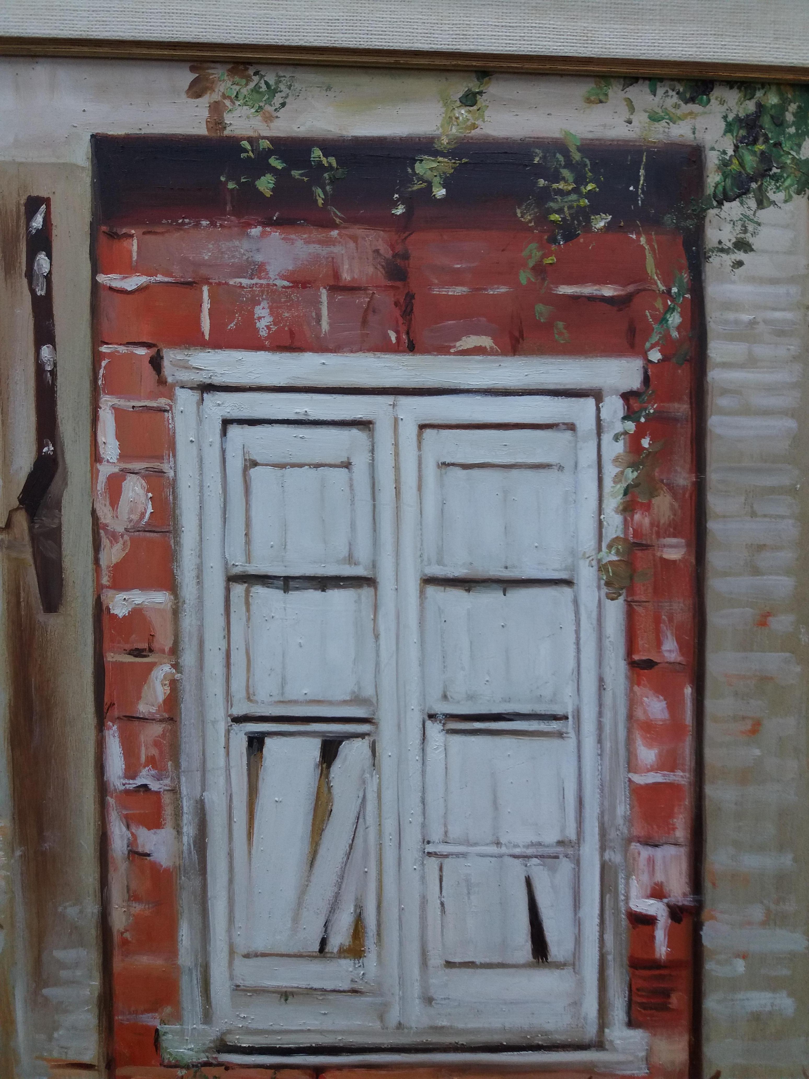 Almazan  Old Window Still Life Acrylic Painting in vendita 1