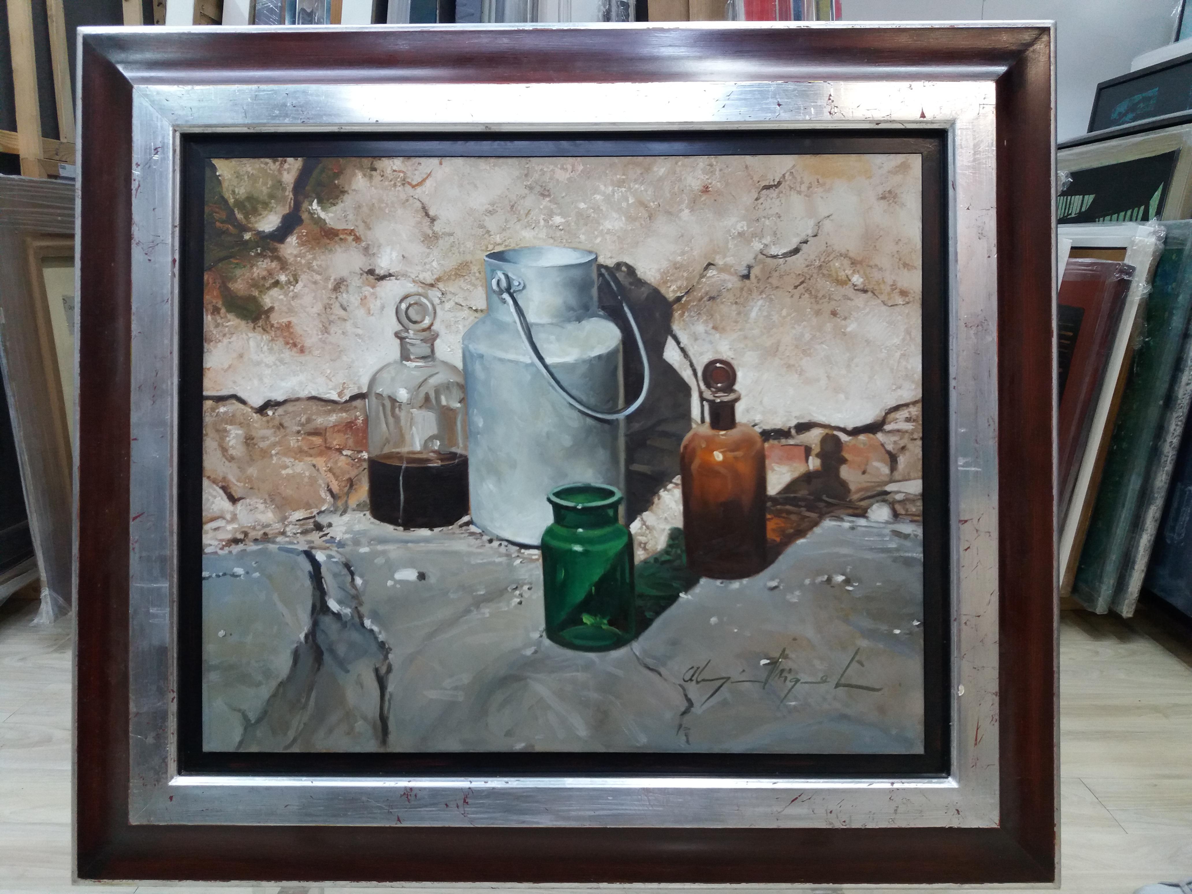 Almazan Realistic Still Life Acrylic Painting. 
 MIQUEL was an artist focused on the art of realism. His structured works on his great mastery of drawing, are romantic and translates us to past times ...