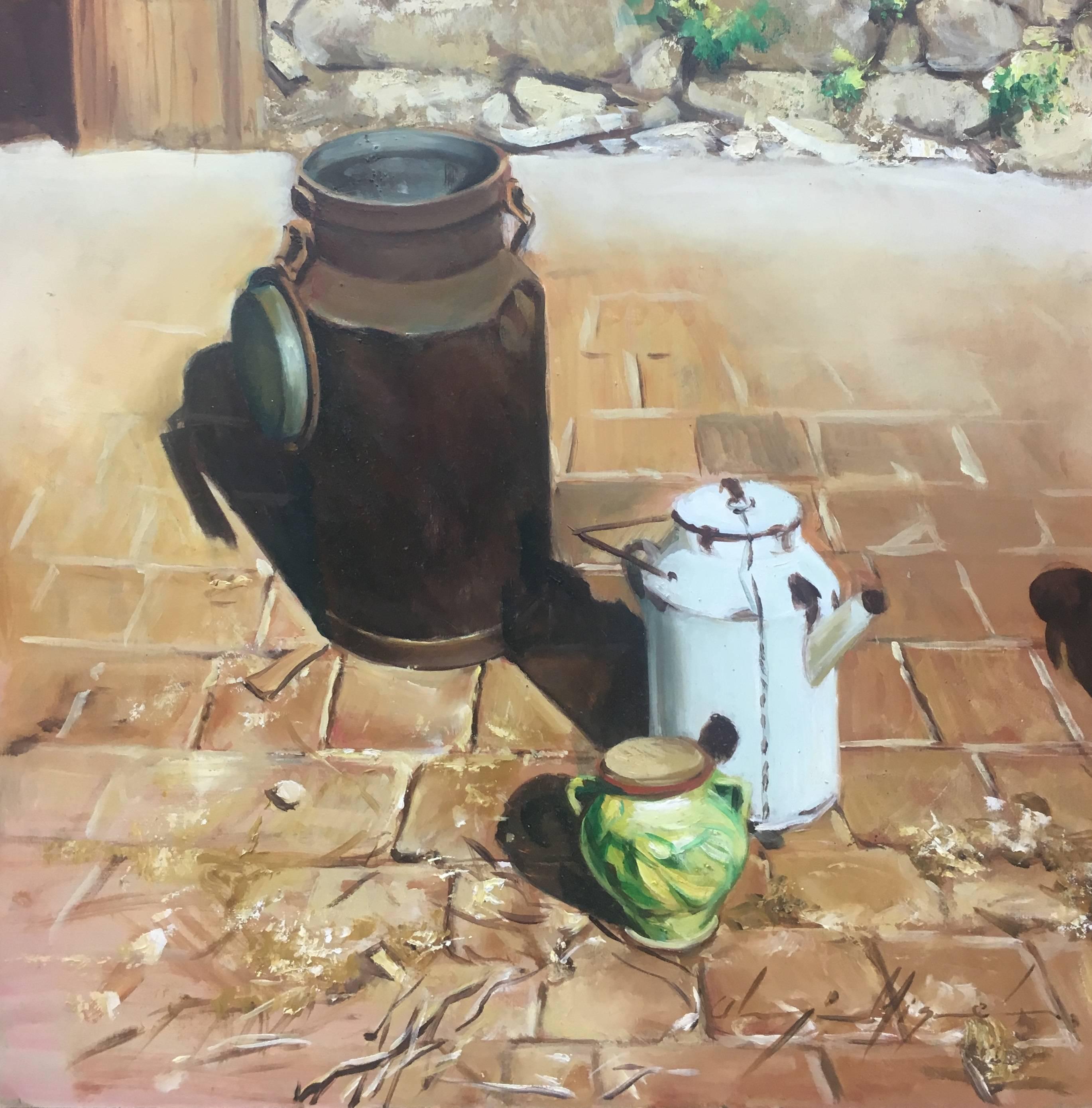 Almazan   Realismus-Stillleben, Acrylgemälde (Braun), Figurative Painting, von Luis Almazan Miquel