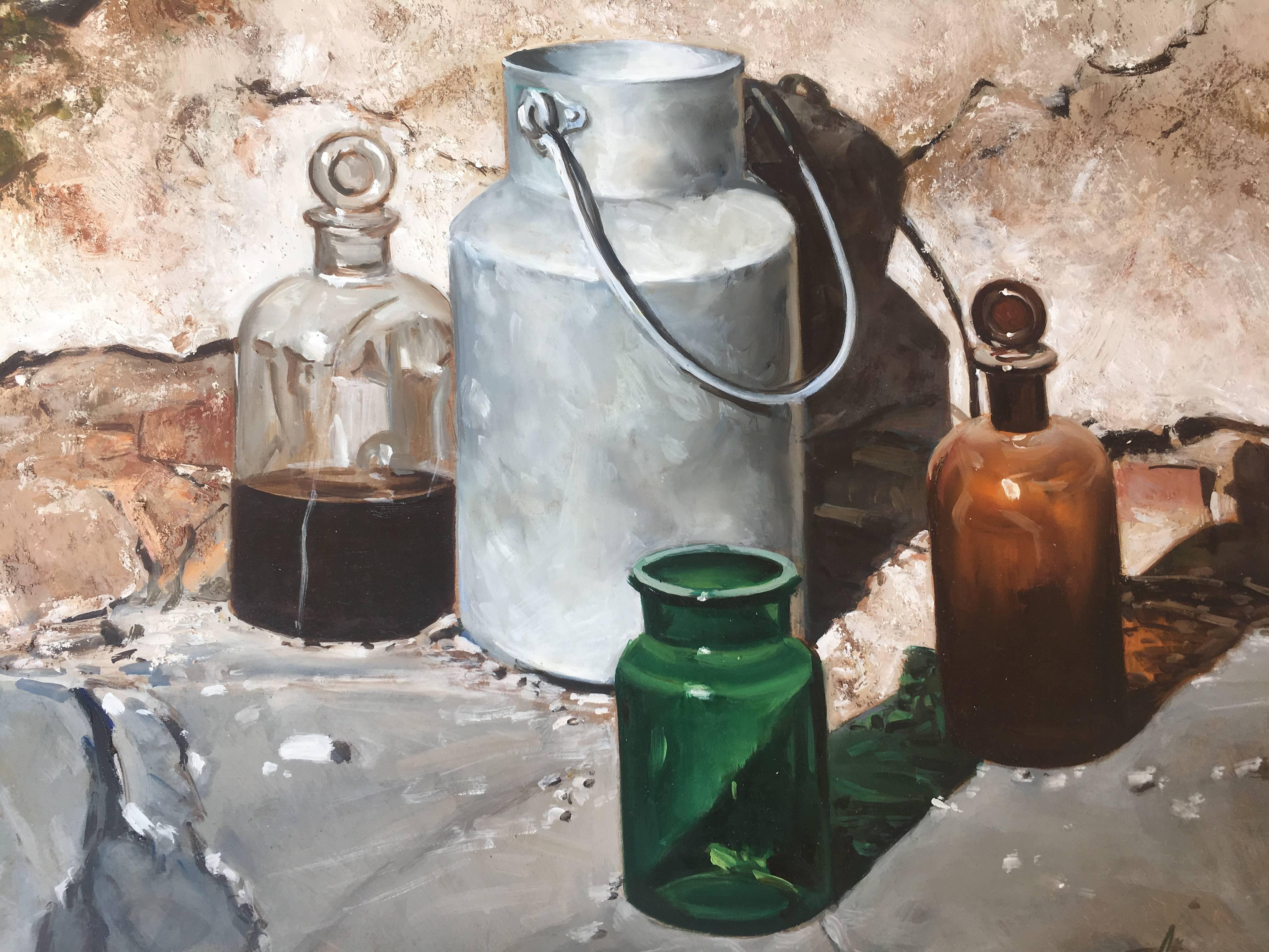 Almazán  Pintura acrílica realista de naturaleza muerta - Still-Life Painting Marrón de Luis Almazan Miquel