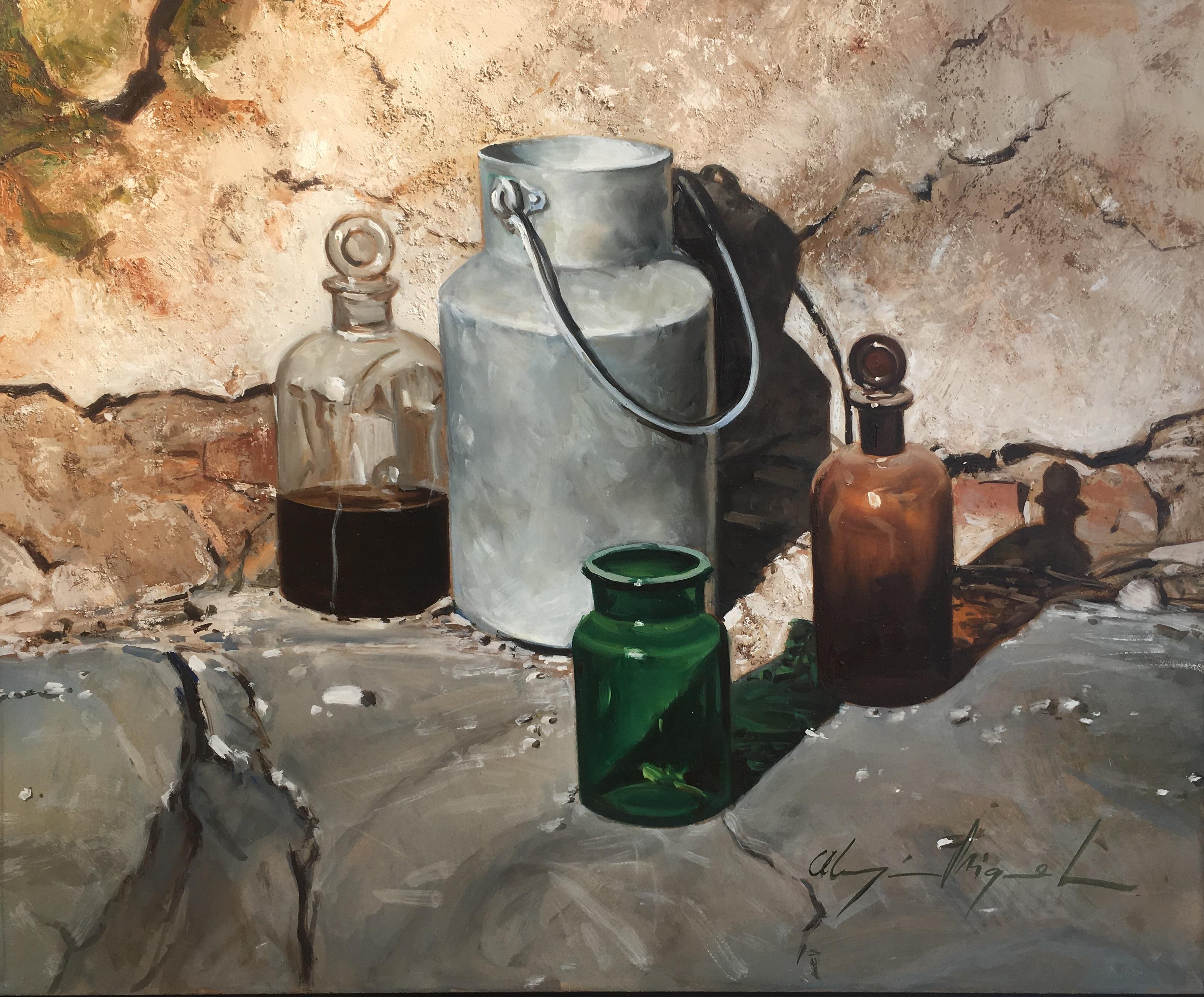 Almazán  Pintura acrílica realista de naturaleza muerta en venta 4