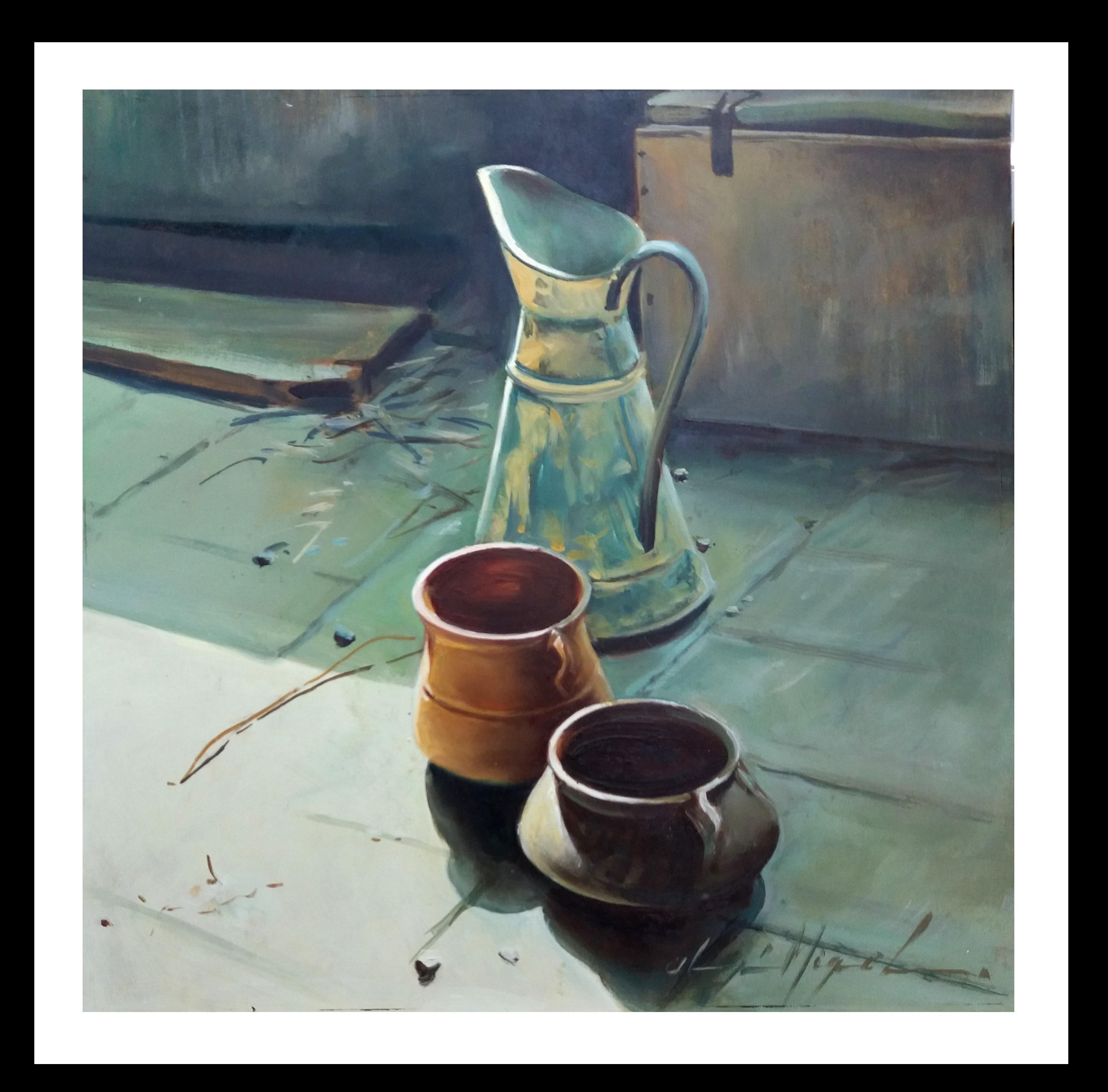 Almazan – Realistisches Stillleben, Acryl auf Holz, 21. Jahrhundert