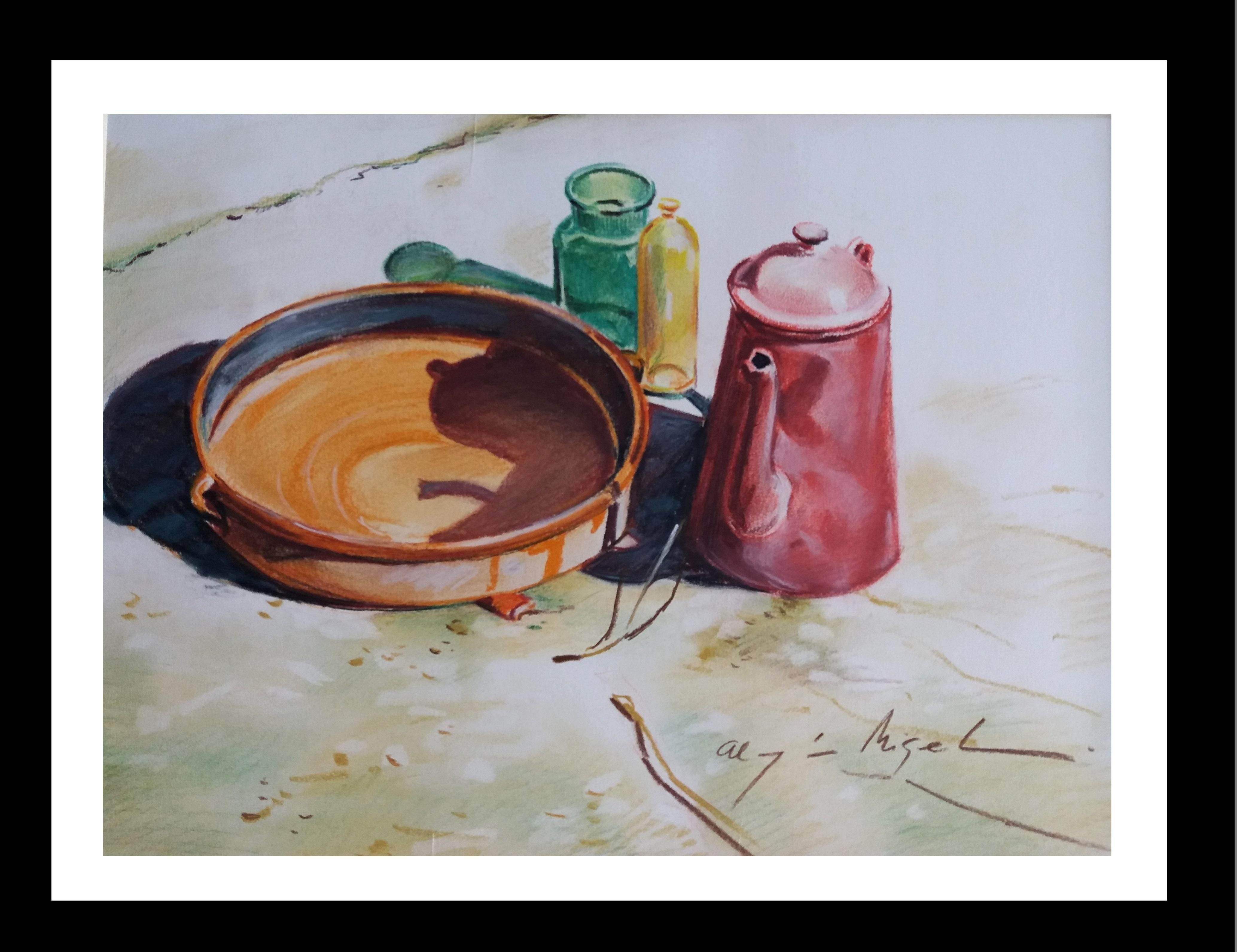 Luis Almazan Miquel Still-Life Painting – Almazan  Realistisches Stillleben Pastellmalerei