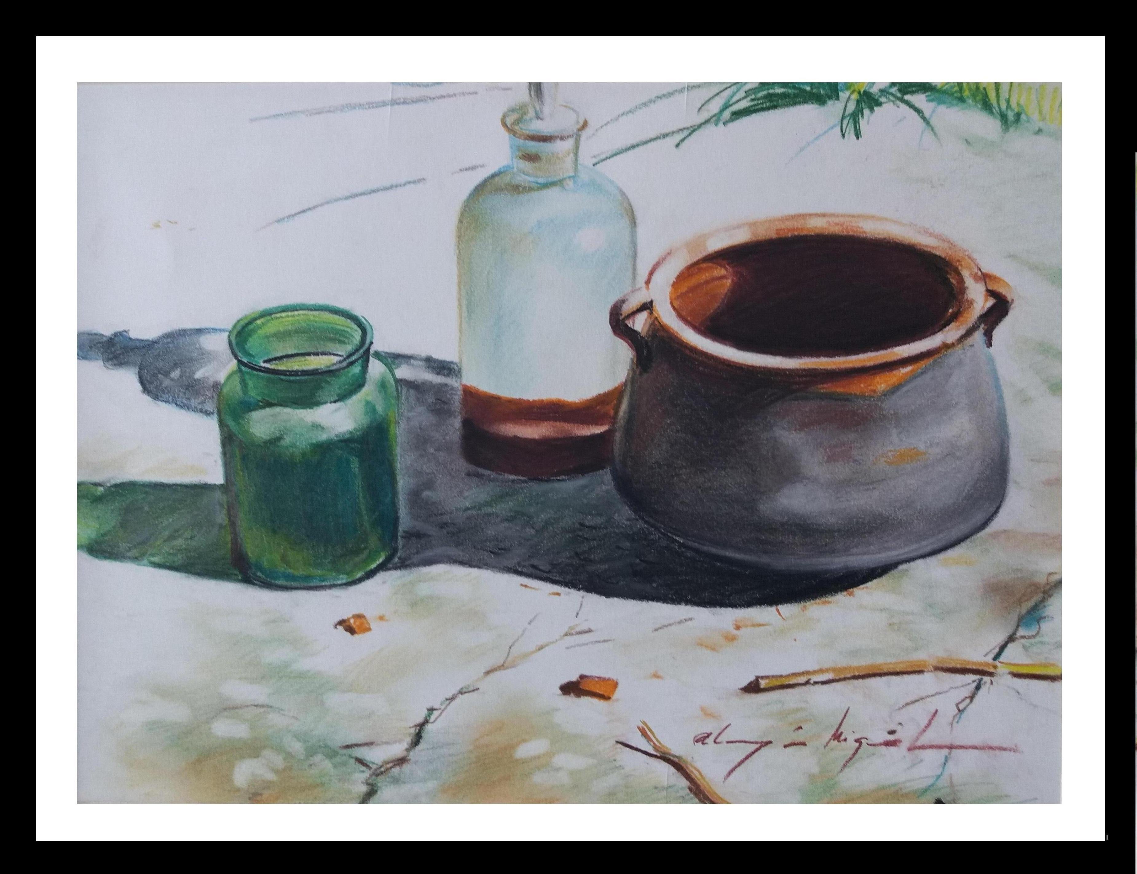 Realistisches Aquarellmalerei Stillleben von Almazan