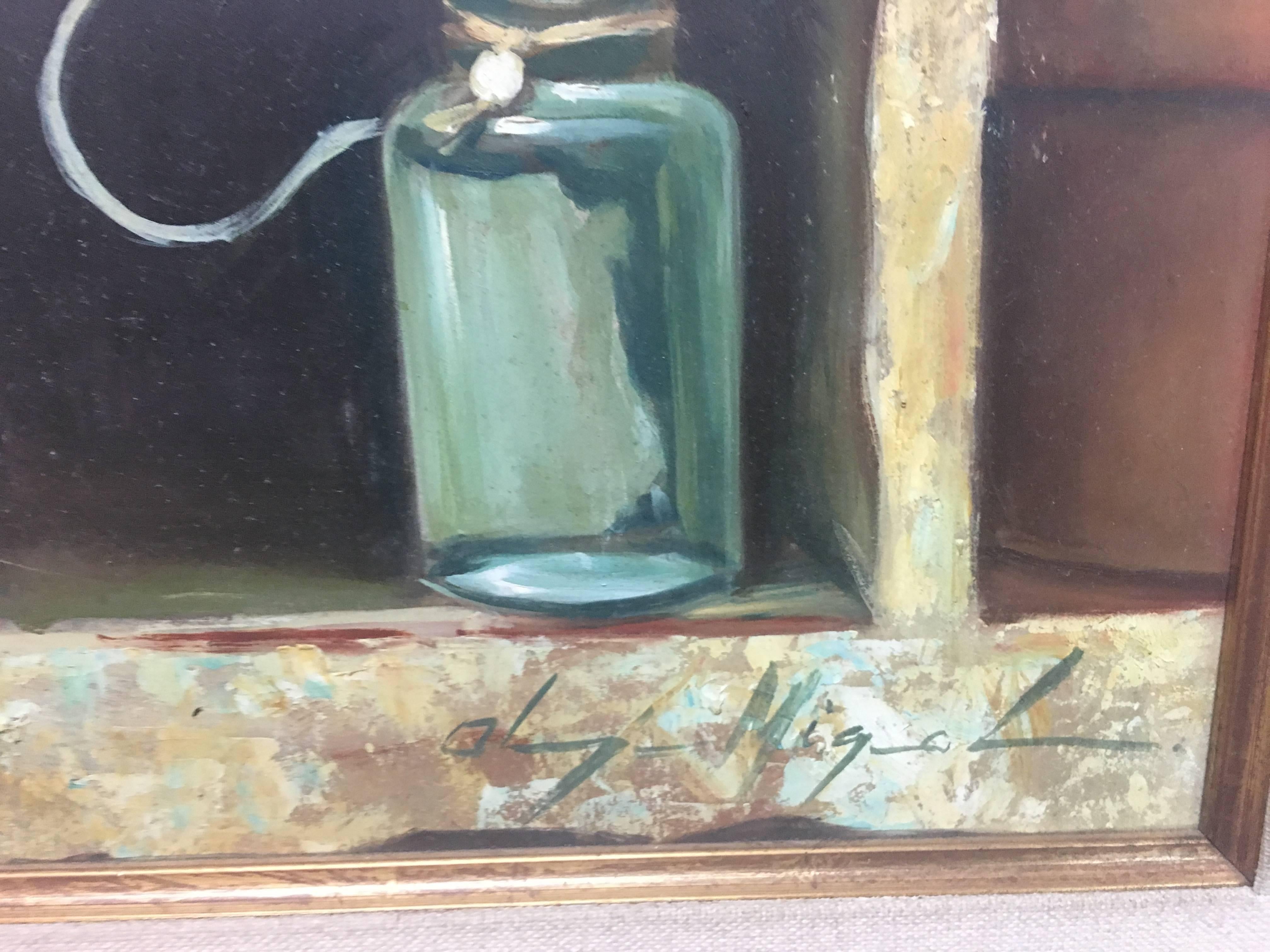 Almazán  Naturaleza Muerta Pintura Acrílica - Still-Life Painting Marrón de Luis Almazan Miquel