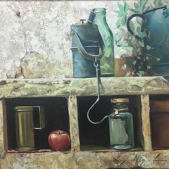 Framed Almazan Still Life Acrylic Painting, Contemporary Style